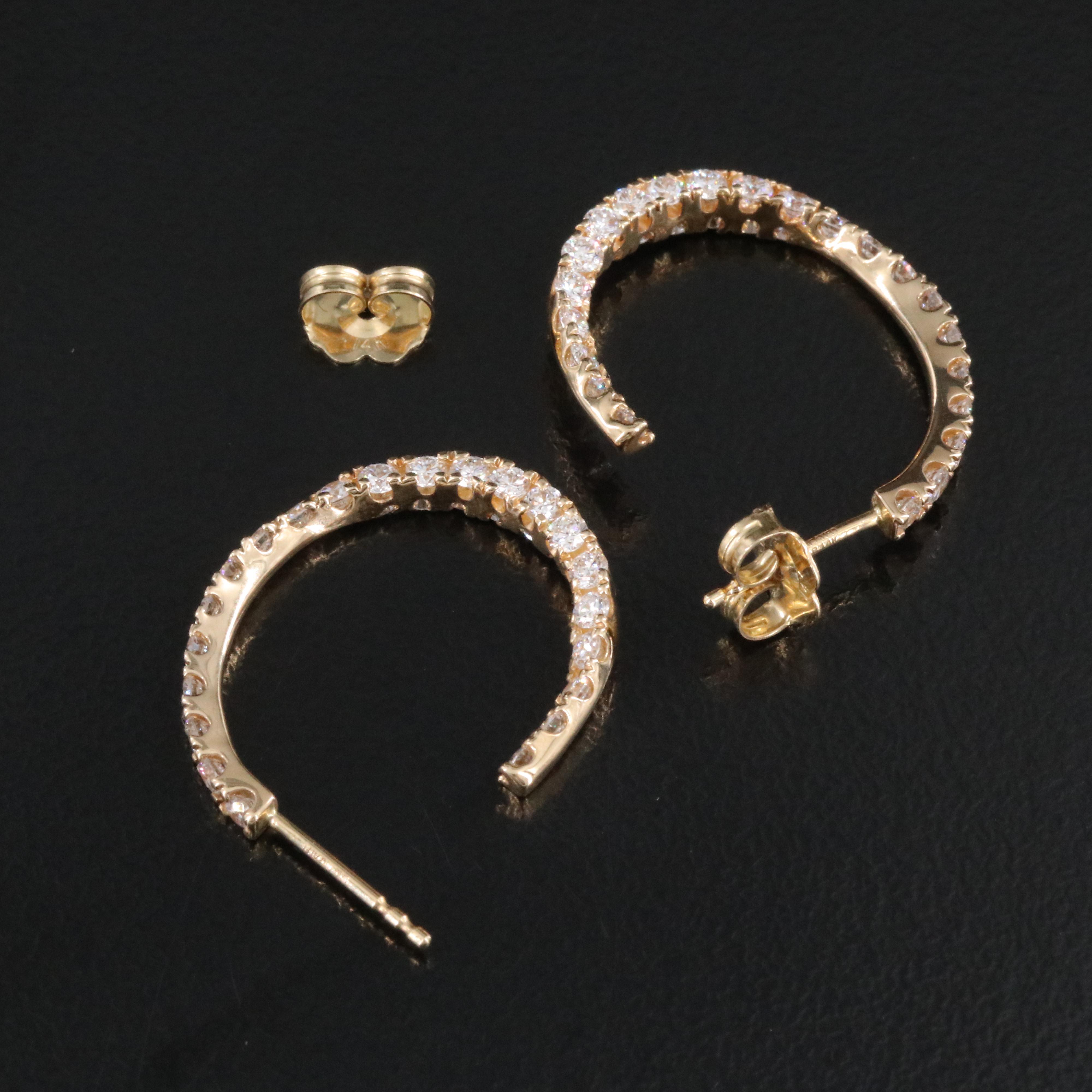 14K 1.12 CTW Lab Grown Diamond Half Hoop Earrings