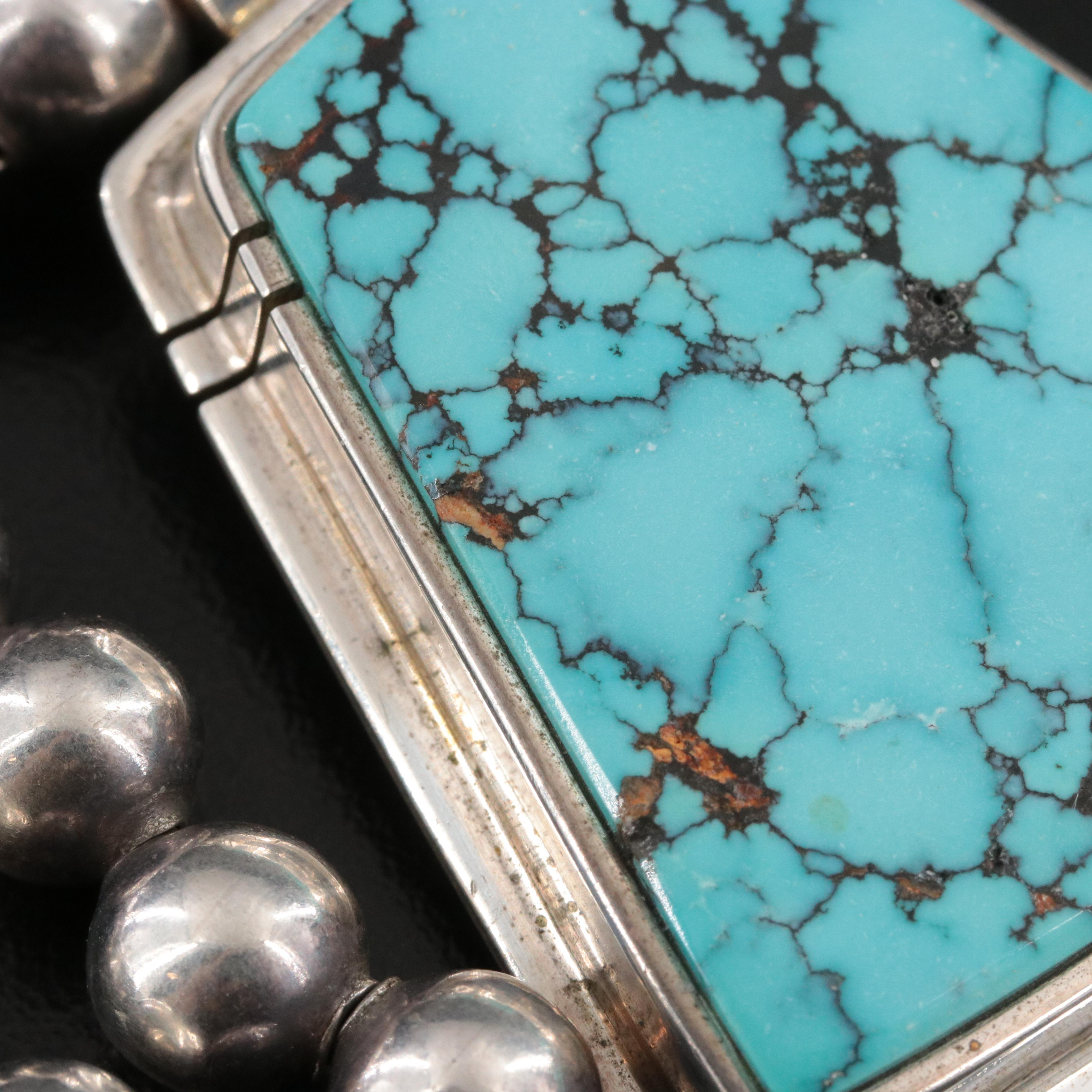 Daniel Zender Southwestern Sterling Turquoise Pendant Necklace