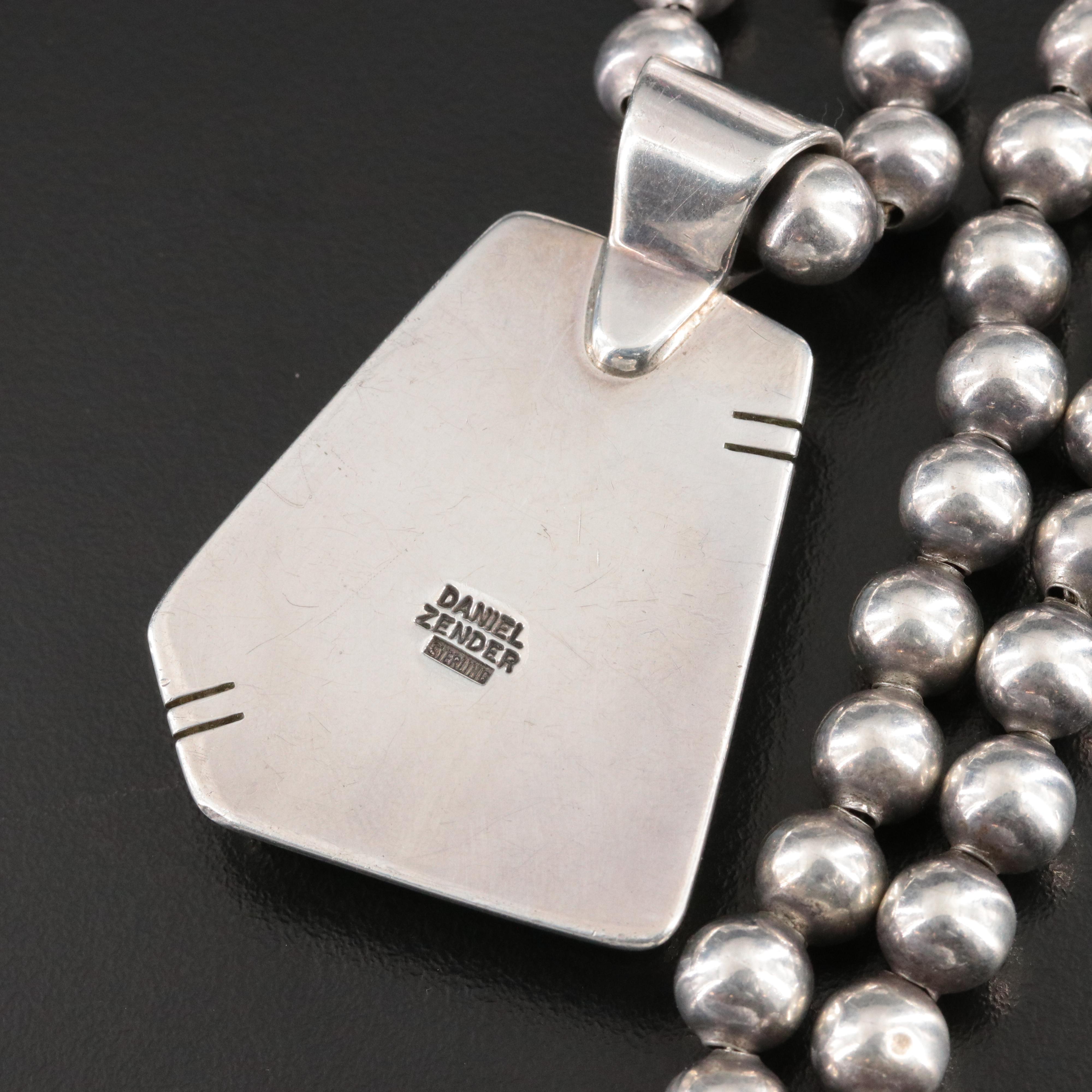 Daniel Zender Southwestern Sterling Turquoise Pendant Necklace