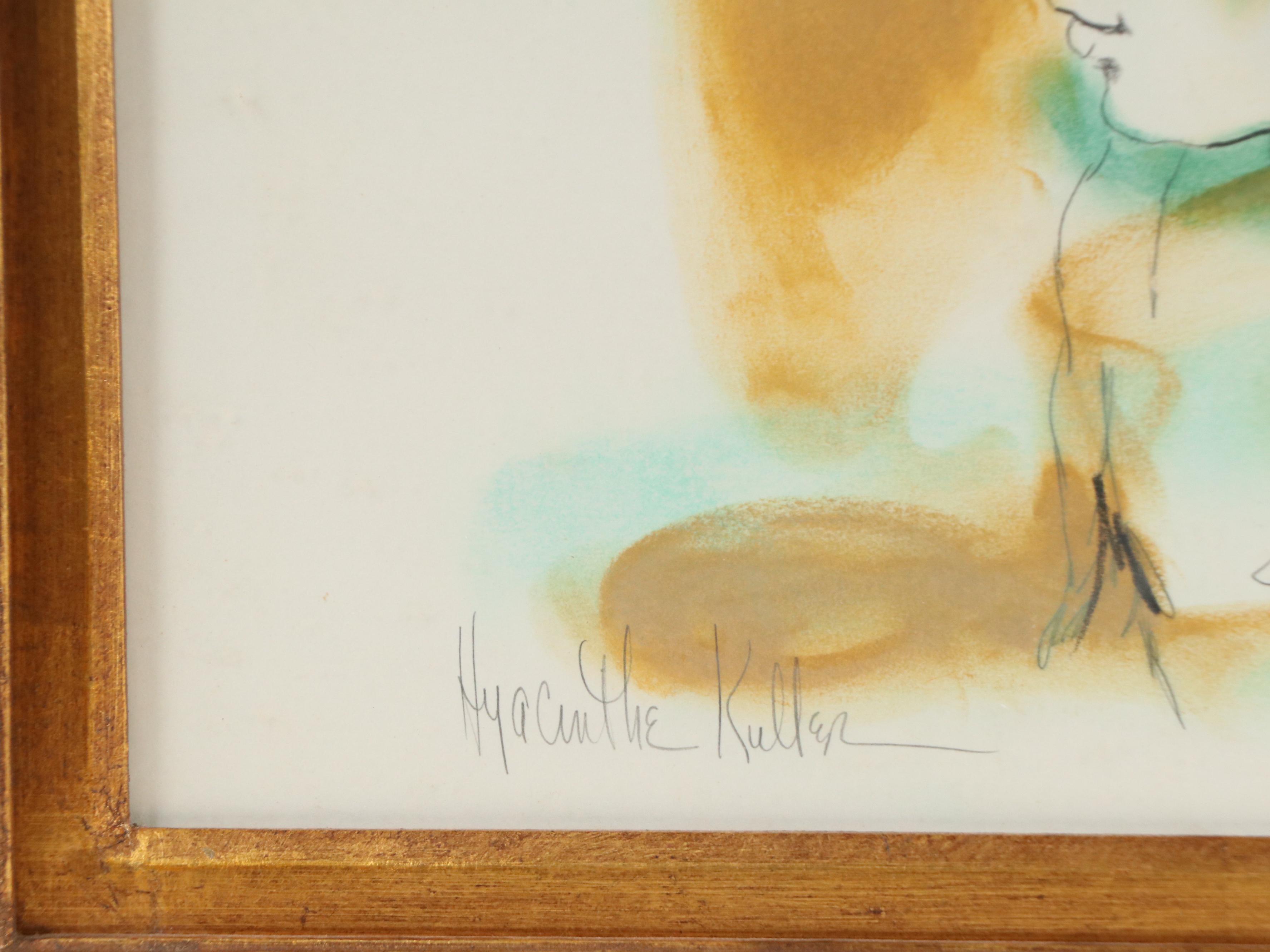 Hyacinthe Kuller Baron Hand-Colored Lithograph of Girl in Profile