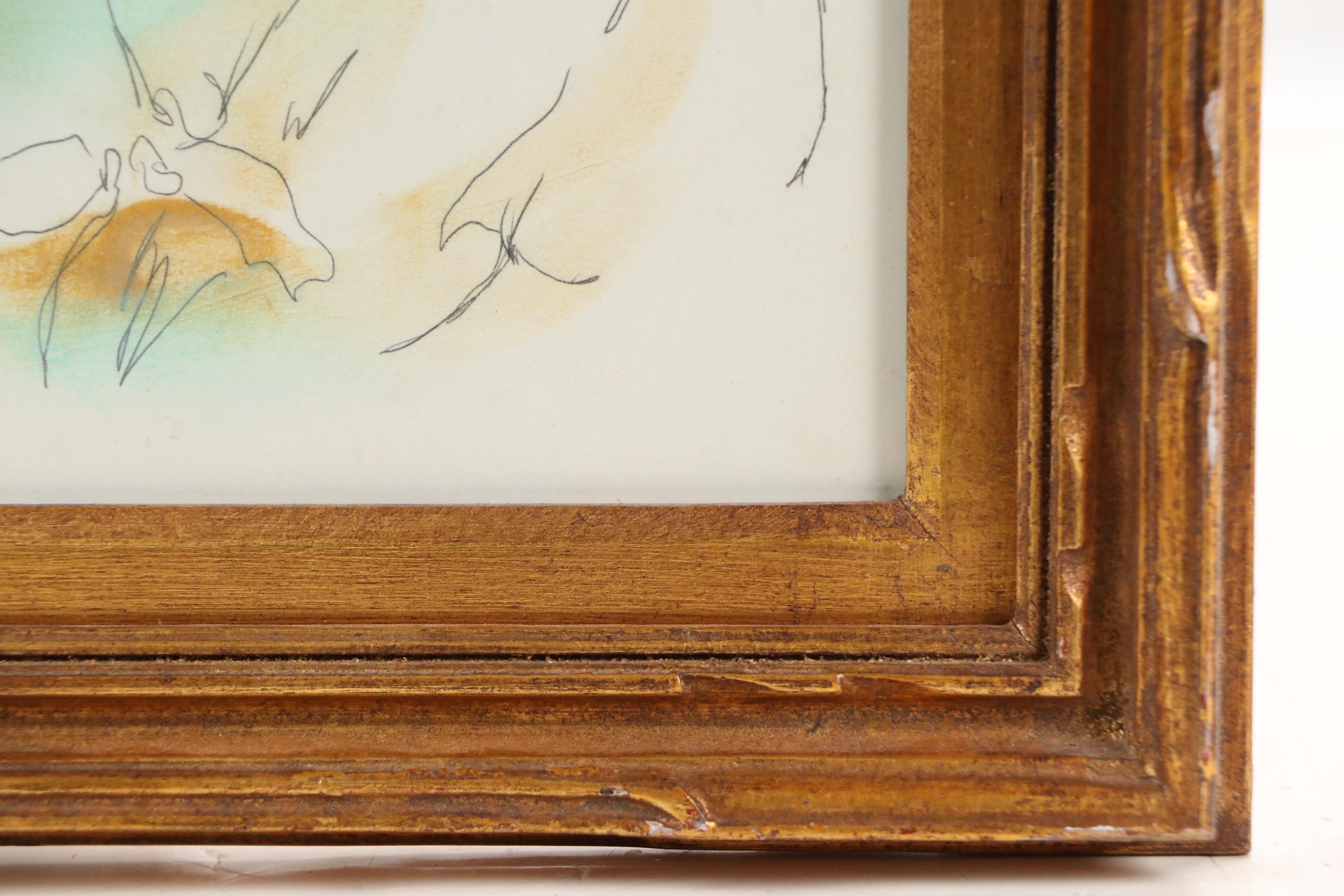 Hyacinthe Kuller Baron Hand-Colored Lithograph of Girl in Profile