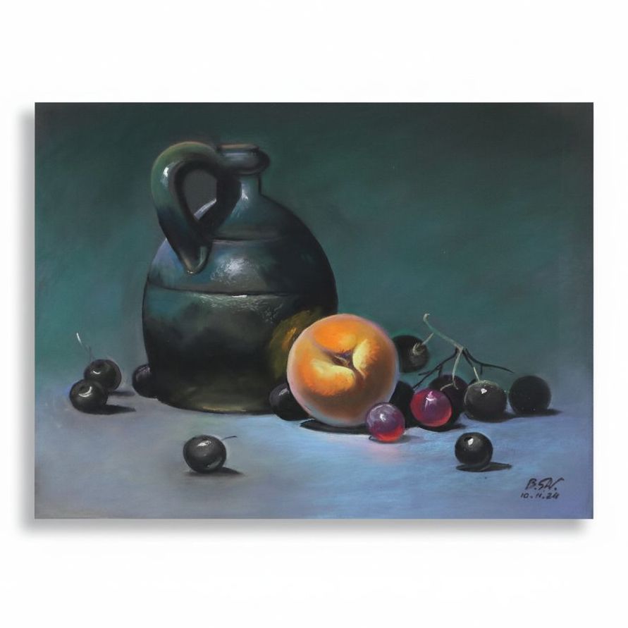 Pastel Drawing of Still Life with Ceramic Jug, 2024