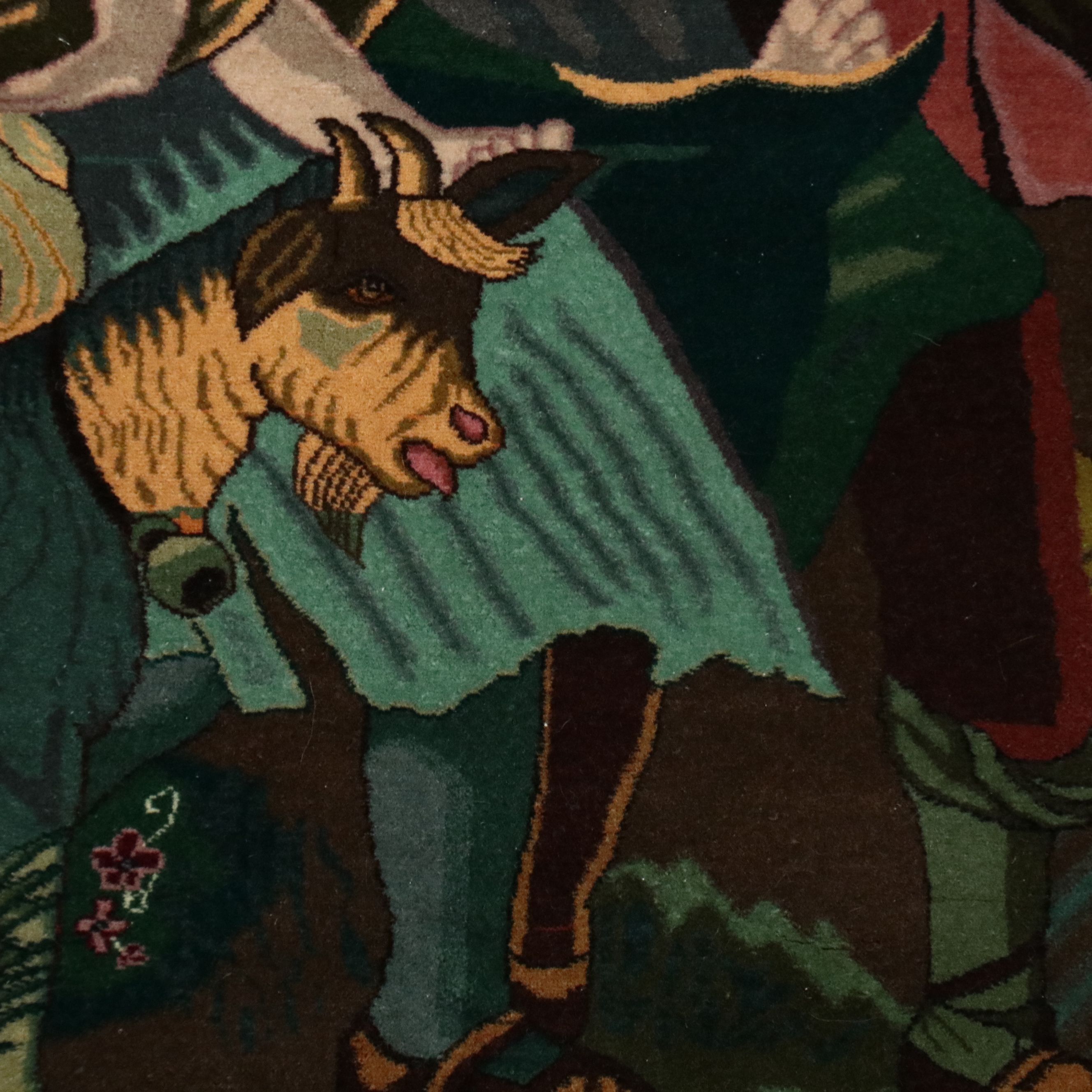 3'2 x 5'3 Hand-Knotted Persian Tabriz Pictorial Area Rug