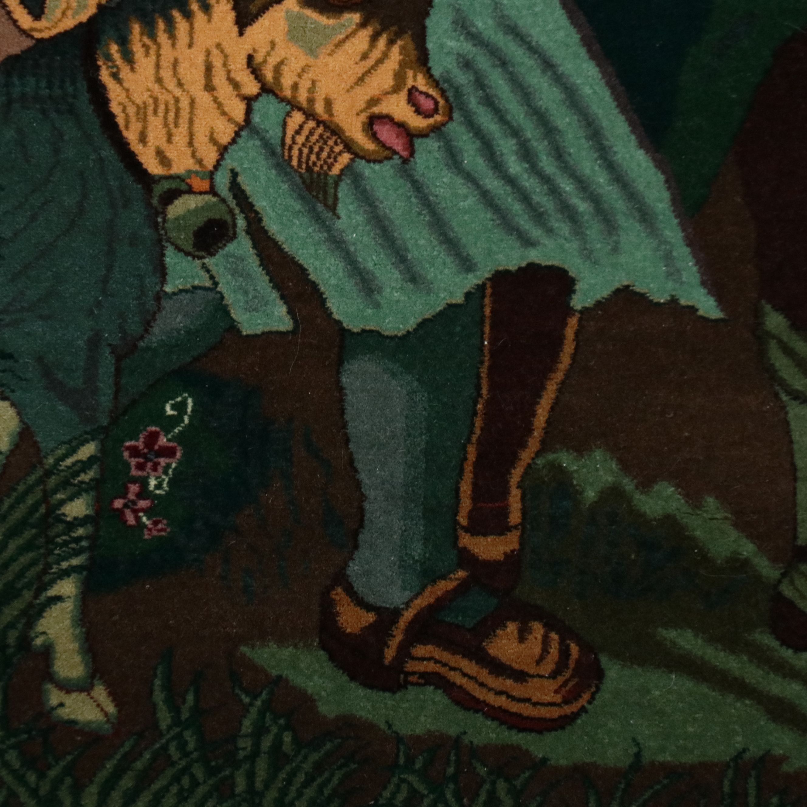 3'2 x 5'3 Hand-Knotted Persian Tabriz Pictorial Area Rug