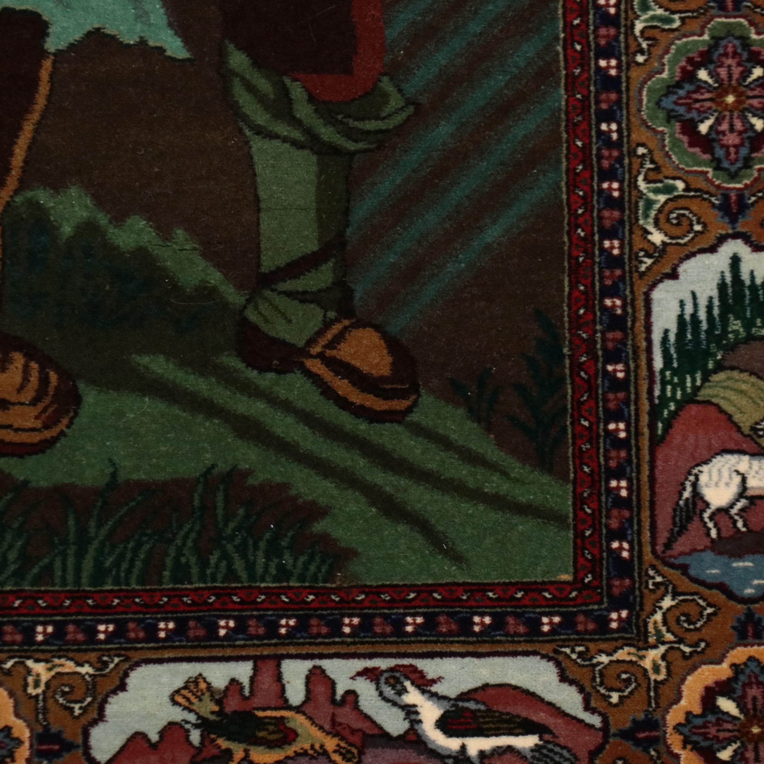 3'2 x 5'3 Hand-Knotted Persian Tabriz Pictorial Area Rug