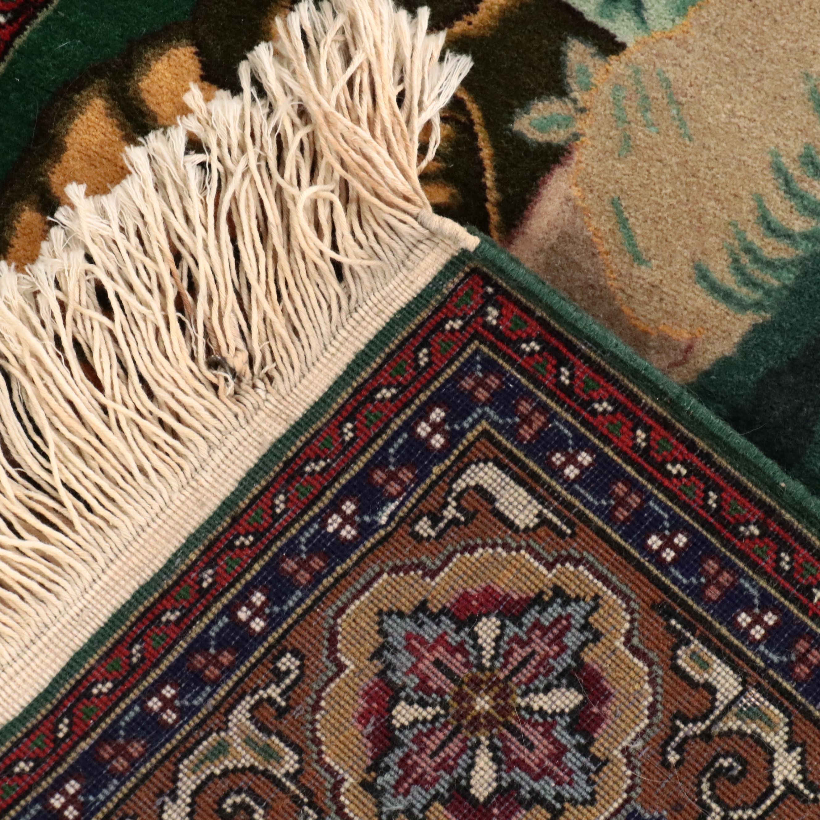 3'2 x 5'3 Hand-Knotted Persian Tabriz Pictorial Area Rug