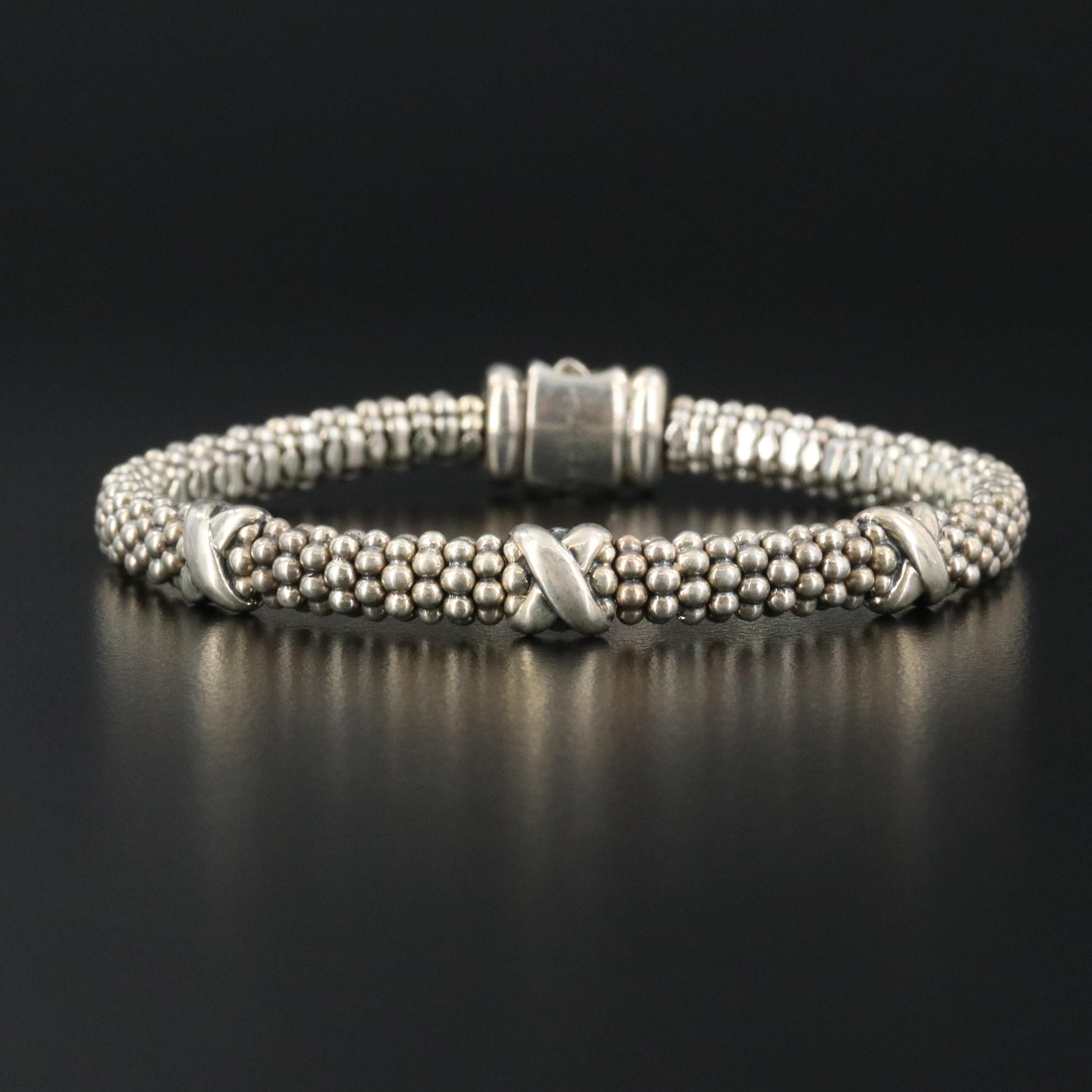 Lagos Embrace Sterling Triple X Station Caviar Bracelet