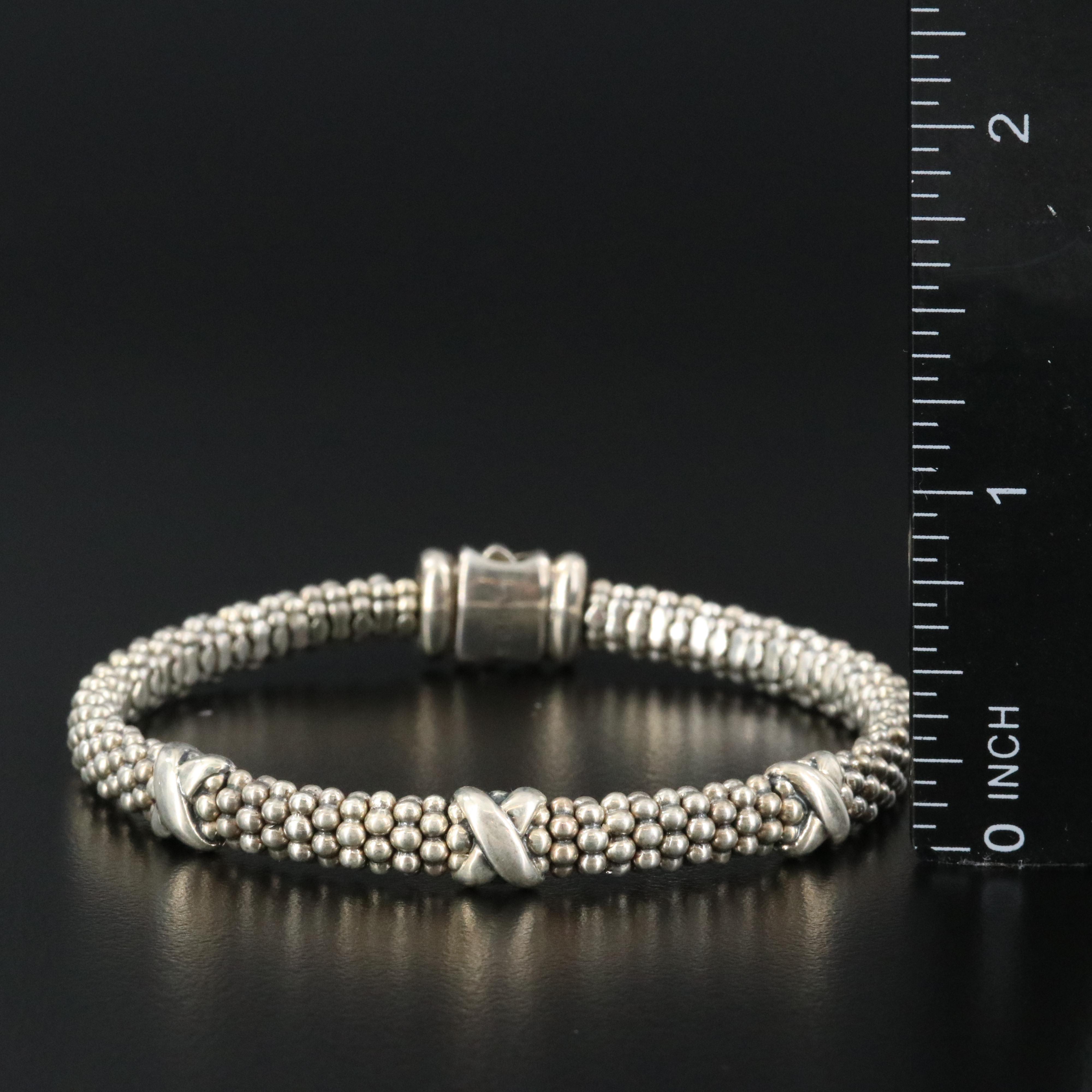 Lagos Embrace Sterling Triple X Station Caviar Bracelet