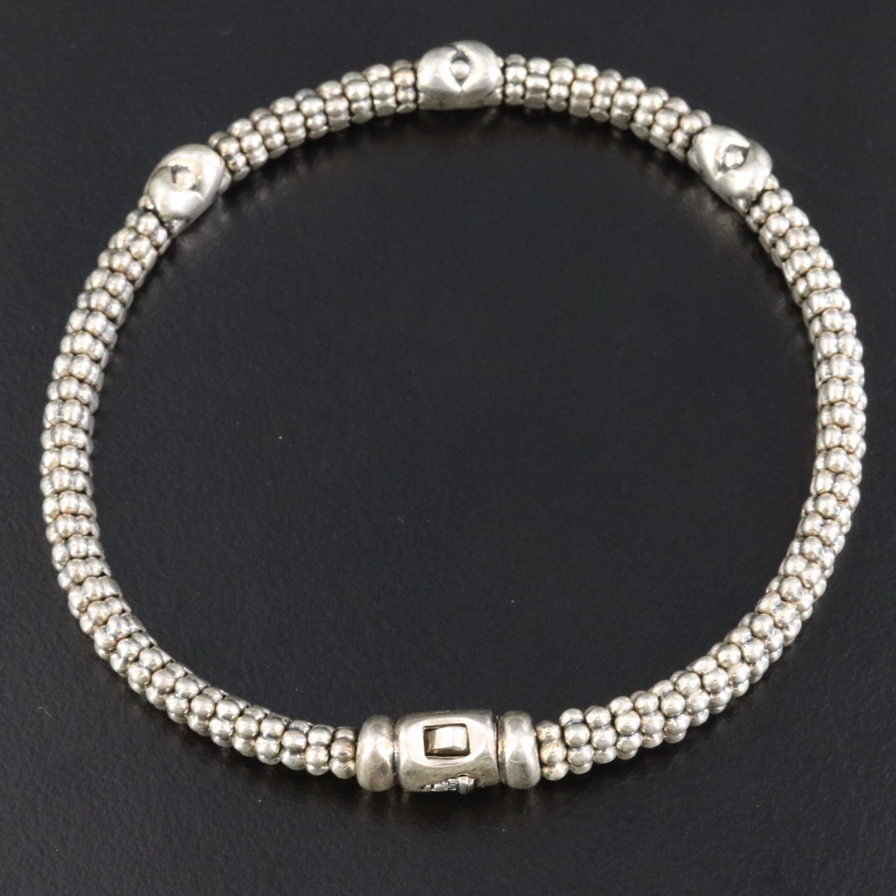 Lagos Embrace Sterling Triple X Station Caviar Bracelet