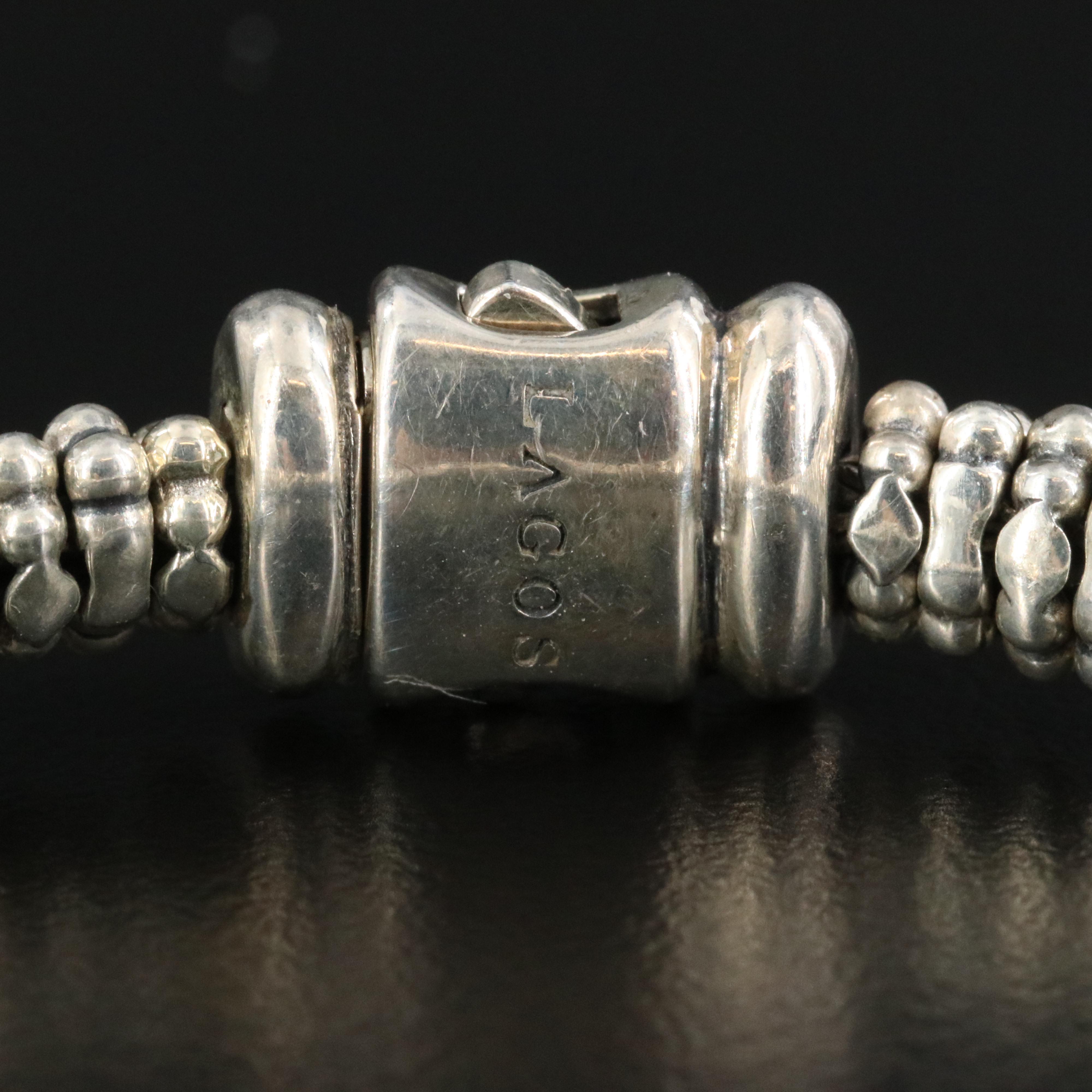 Lagos Embrace Sterling Triple X Station Caviar Bracelet