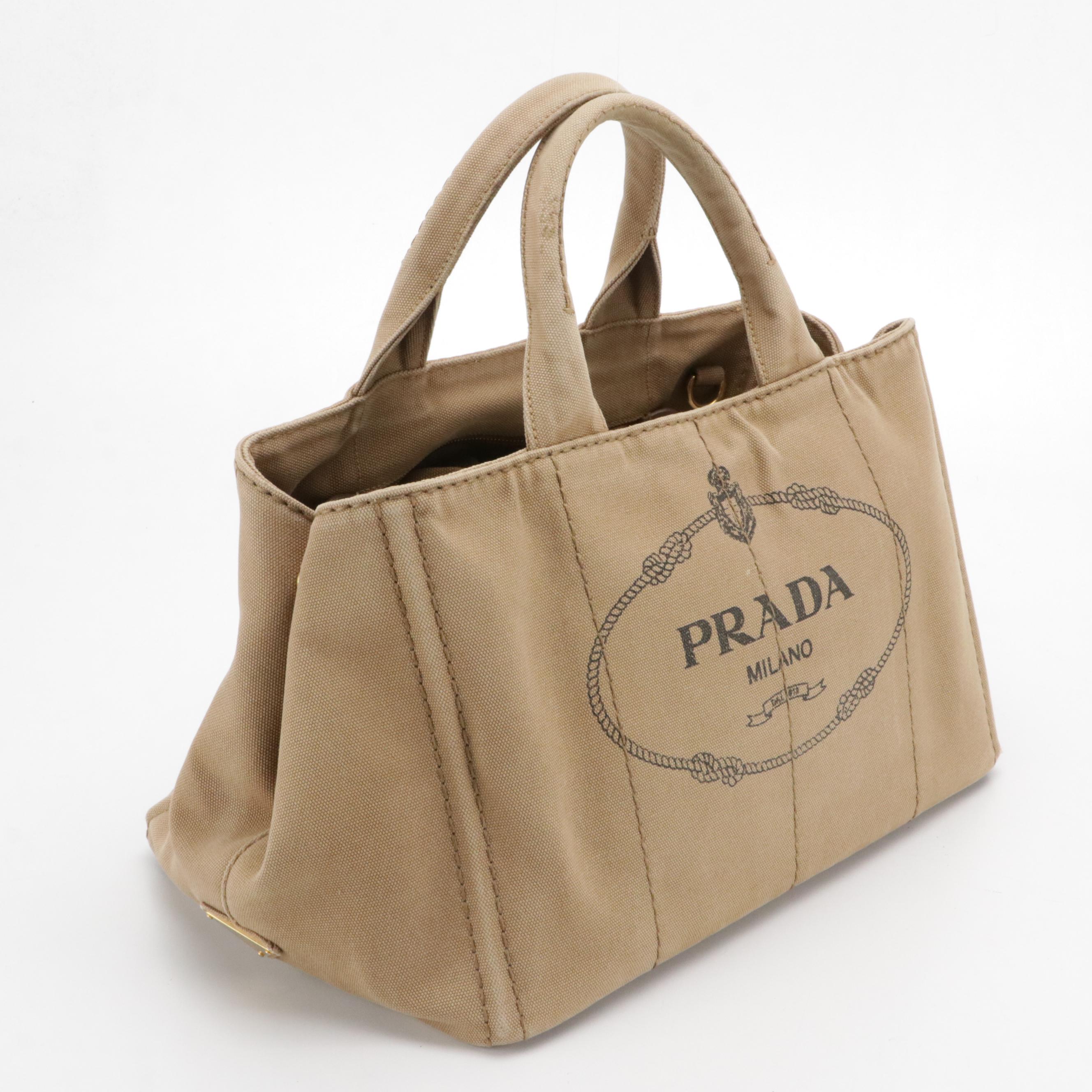 Prada Tobacco Canapa Canvas Tote
