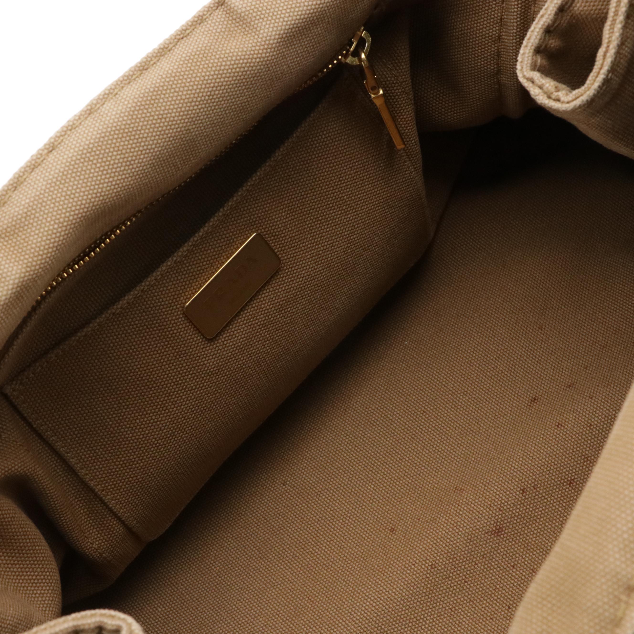 Prada Tobacco Canapa Canvas Tote