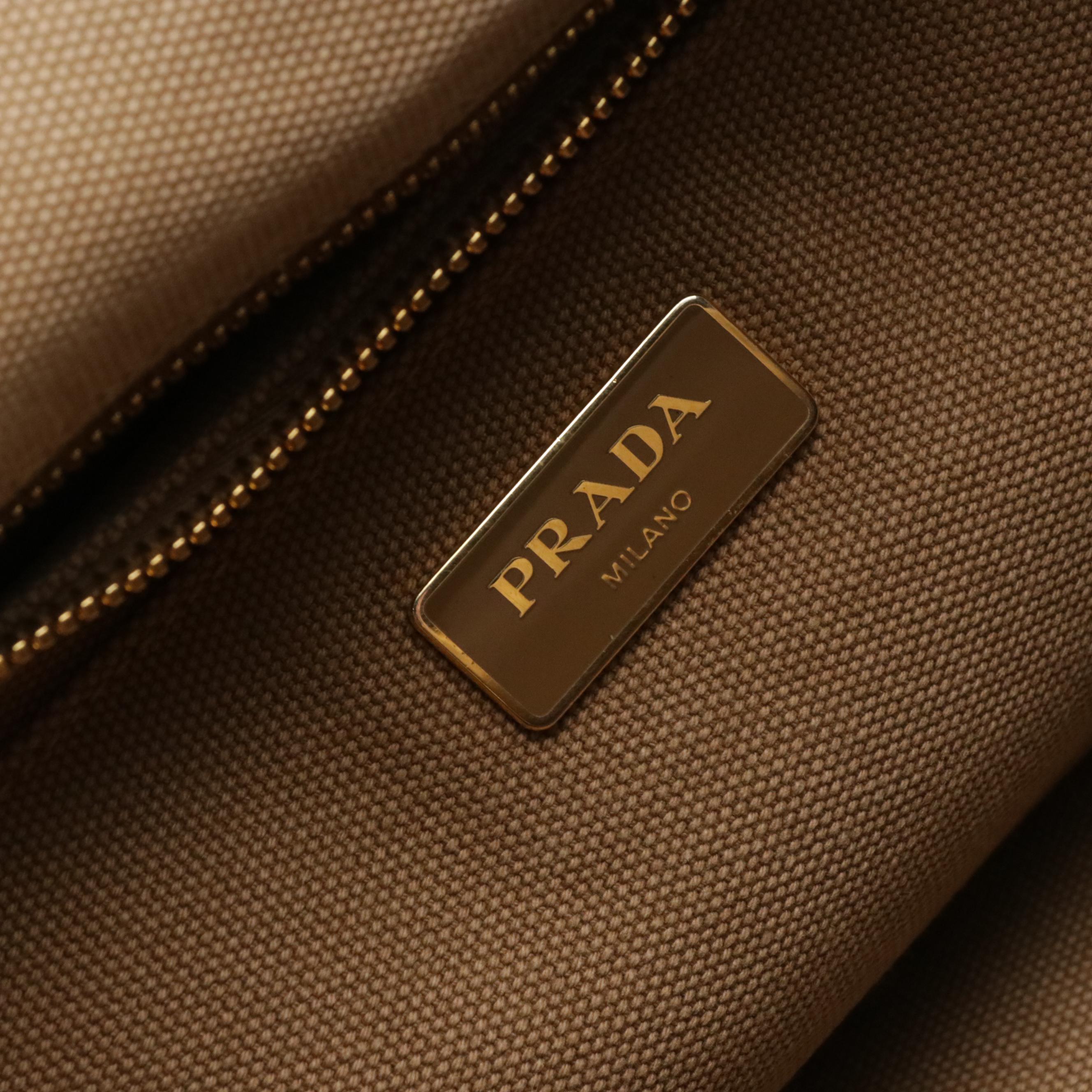 Prada Tobacco Canapa Canvas Tote