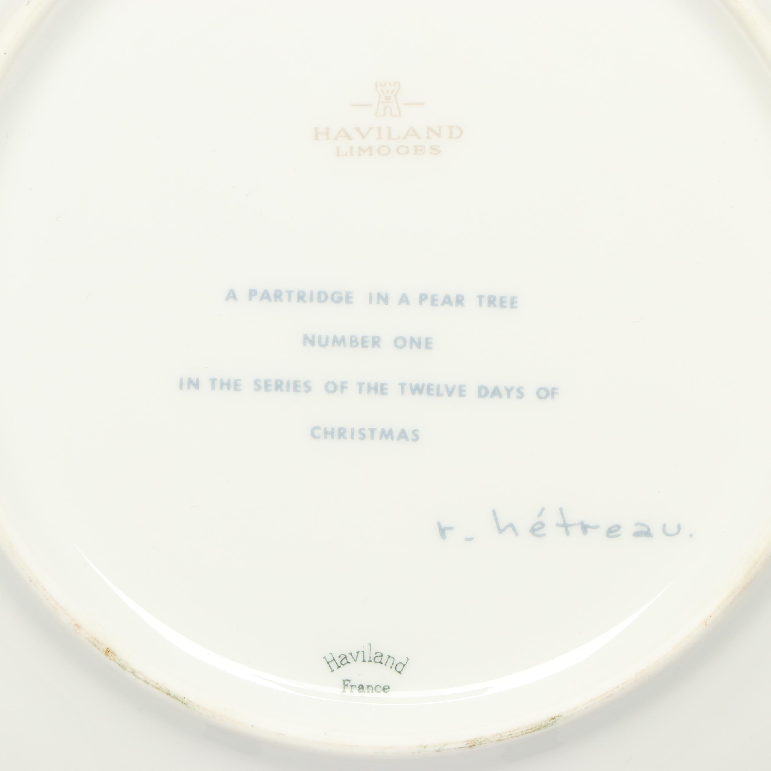 Haviland "Twelve Days of Christmas" Porcelain Decorative Plates