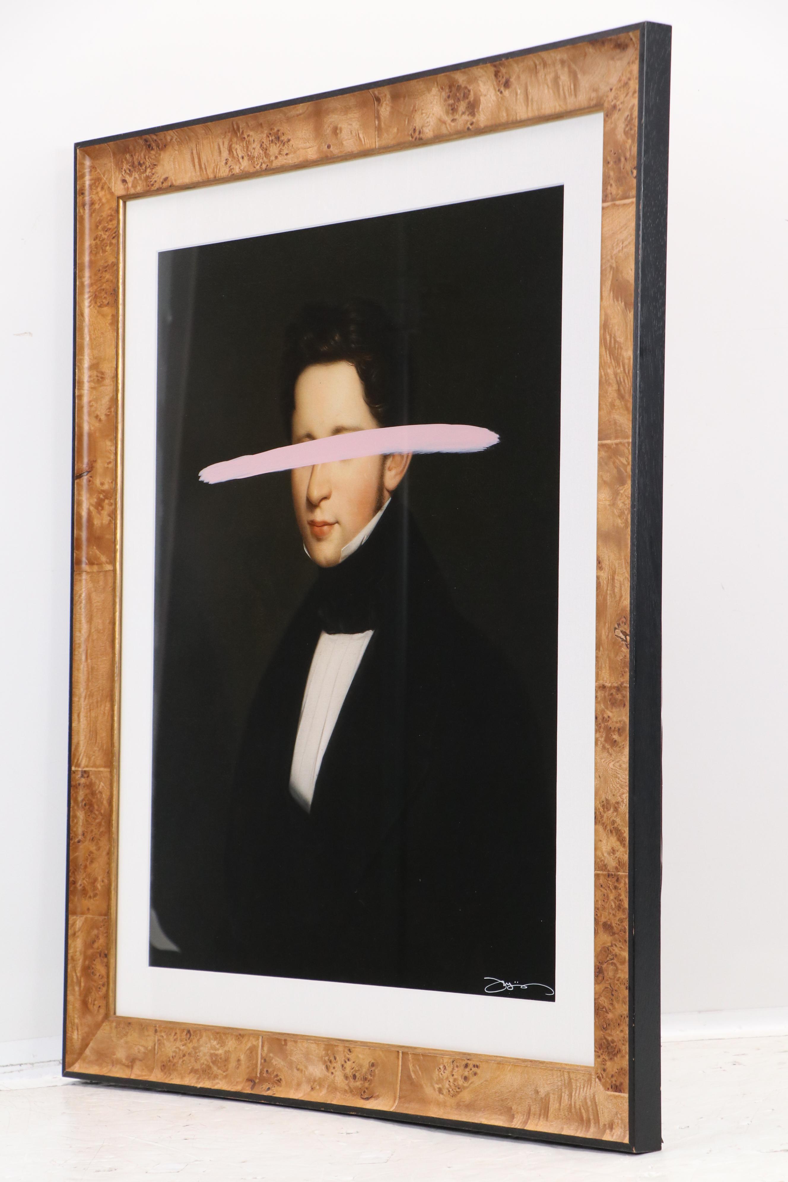 Josh Young Altered Mixed Media Portrait "Eugene in Blush"