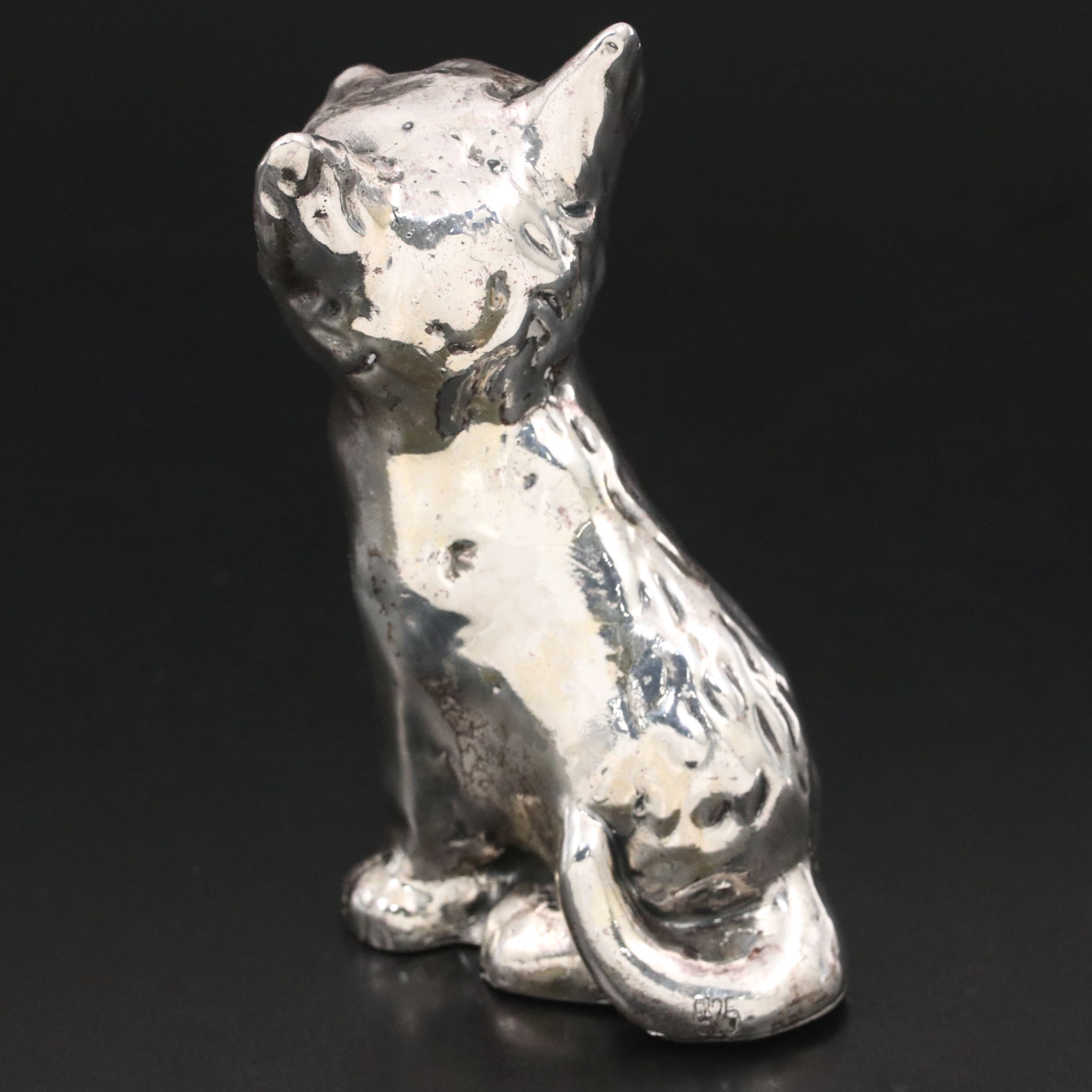 Sterling Silver Electroform Cat Figurine