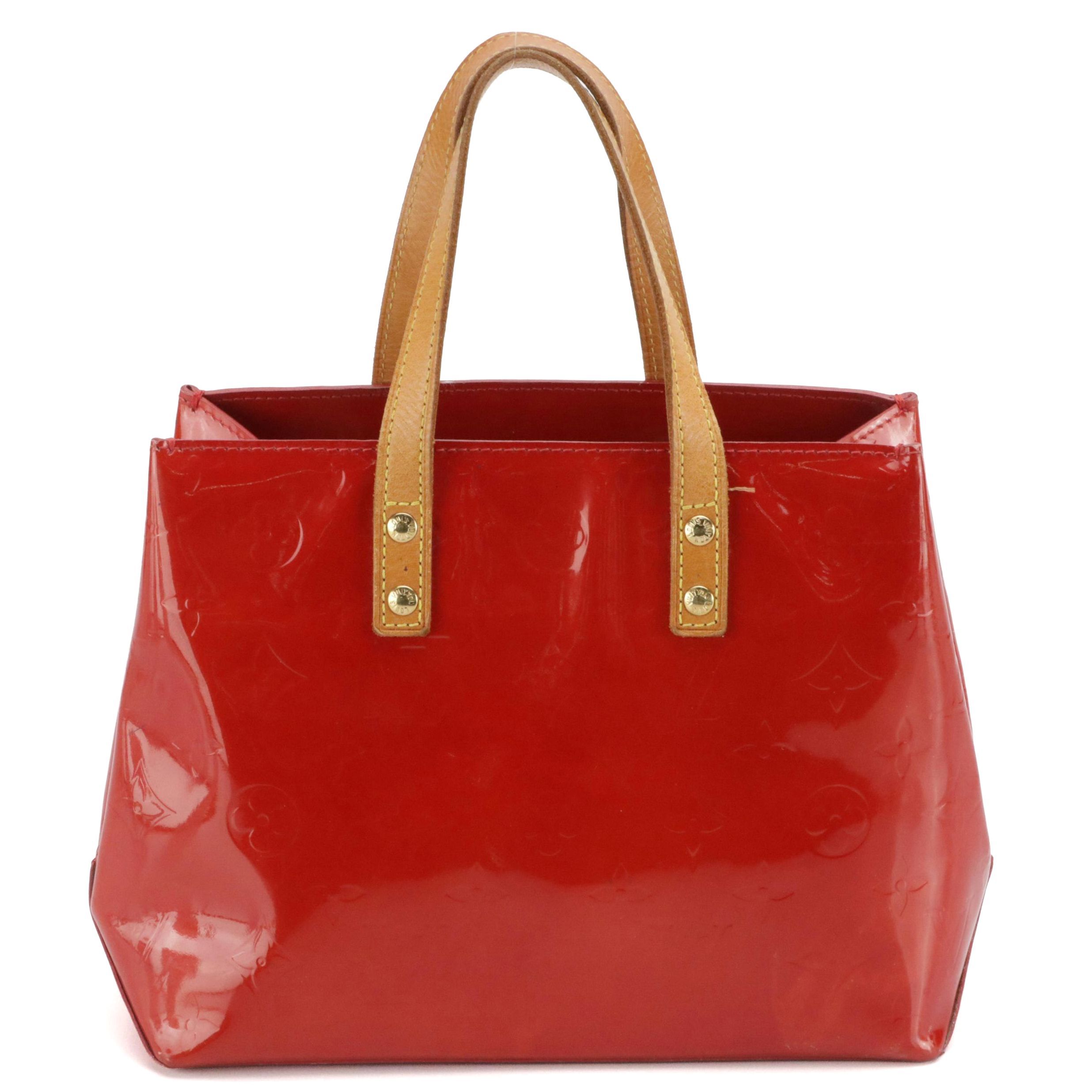 Louis Vuitton Reade PM Handbag in Red Monogram Vernis and Vachetta Leather