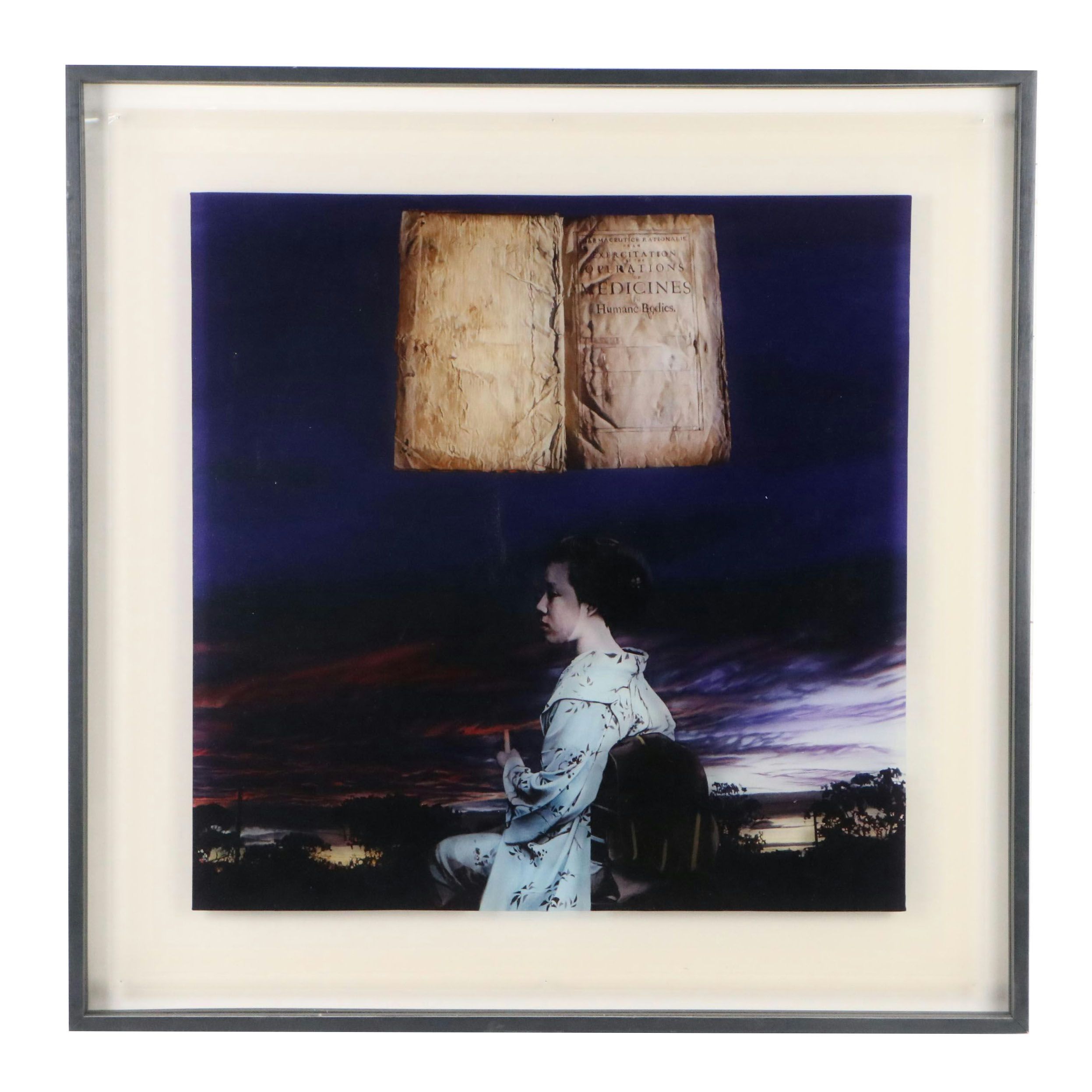 Digital Print on Duraclear Film of Girl and Old Book, 21st century