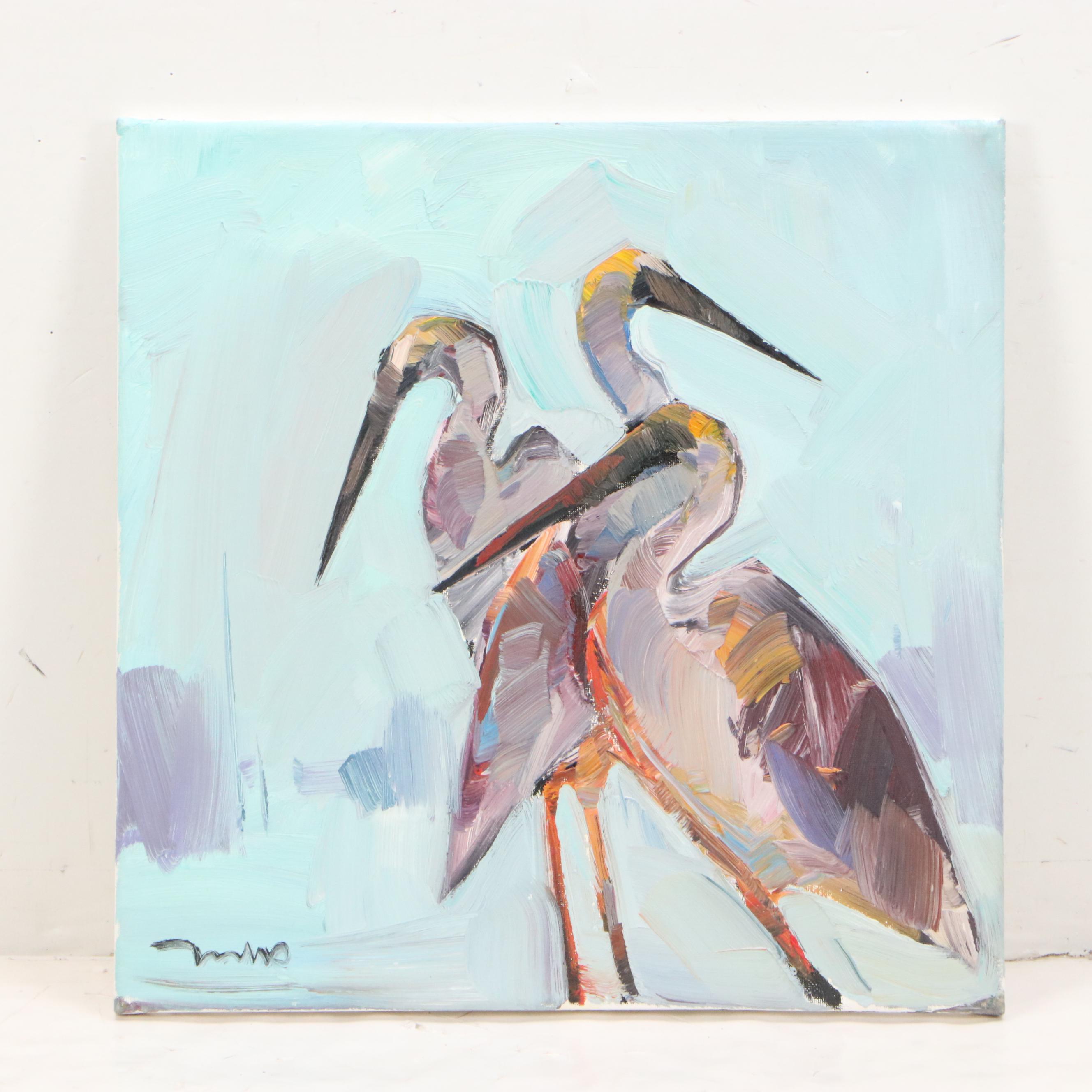 Jose Trujillo Oil Painting "Cranes," 2019