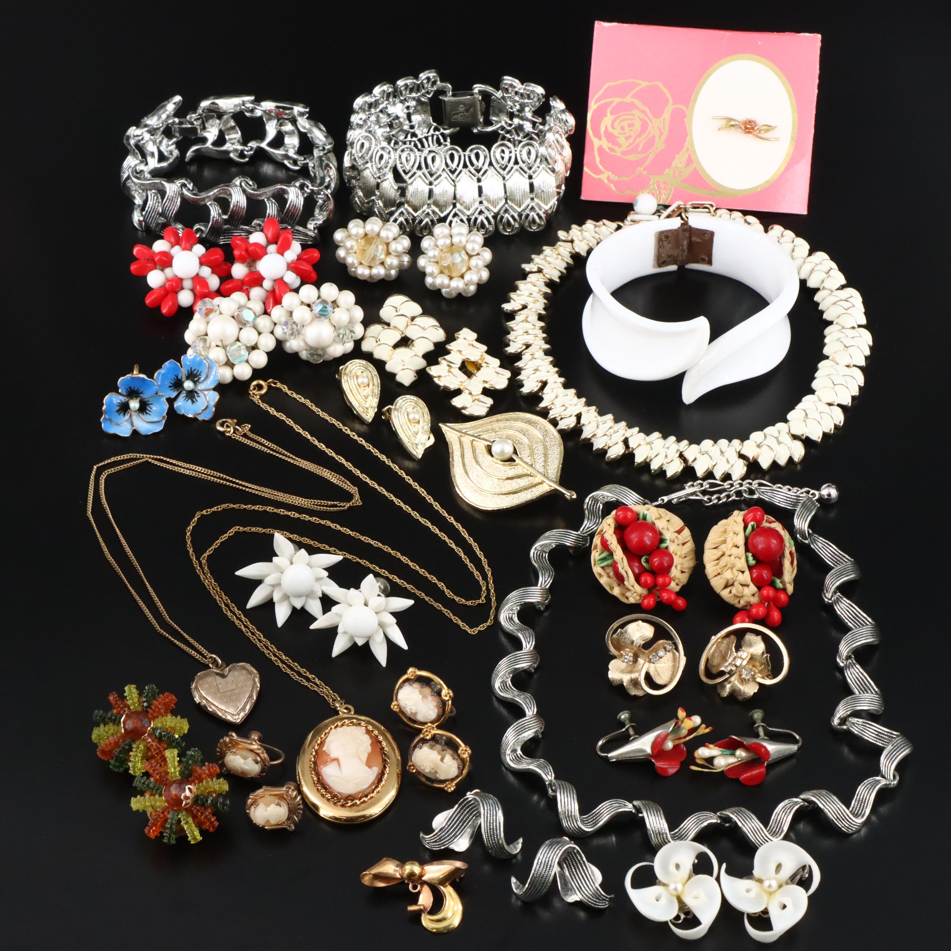 Jewelry Collection Featuring Sterling, Krementz, Shell Cameo and Bakelite