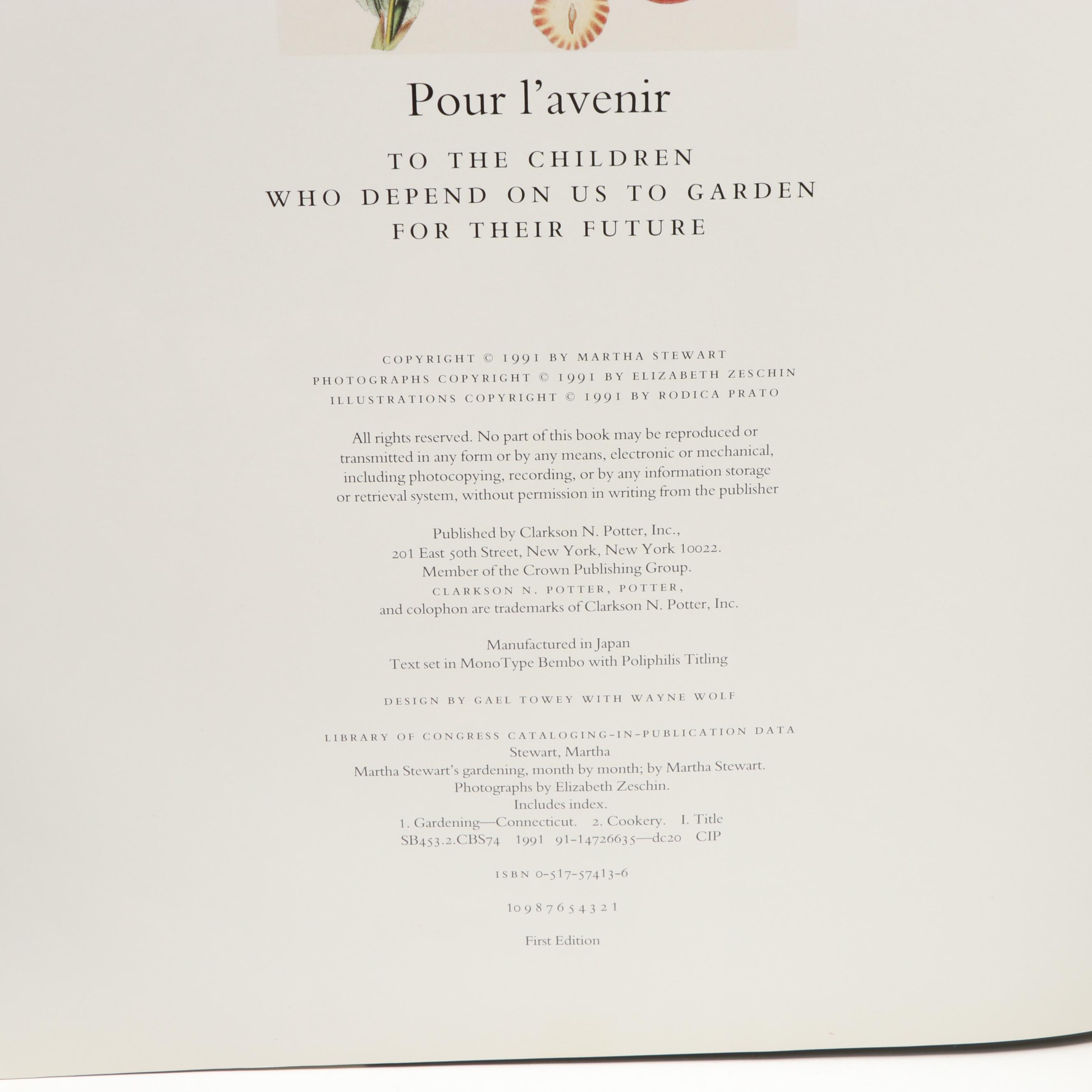 Signed First Edition "Martha Stewart's Gardening: Month by Month," 1991