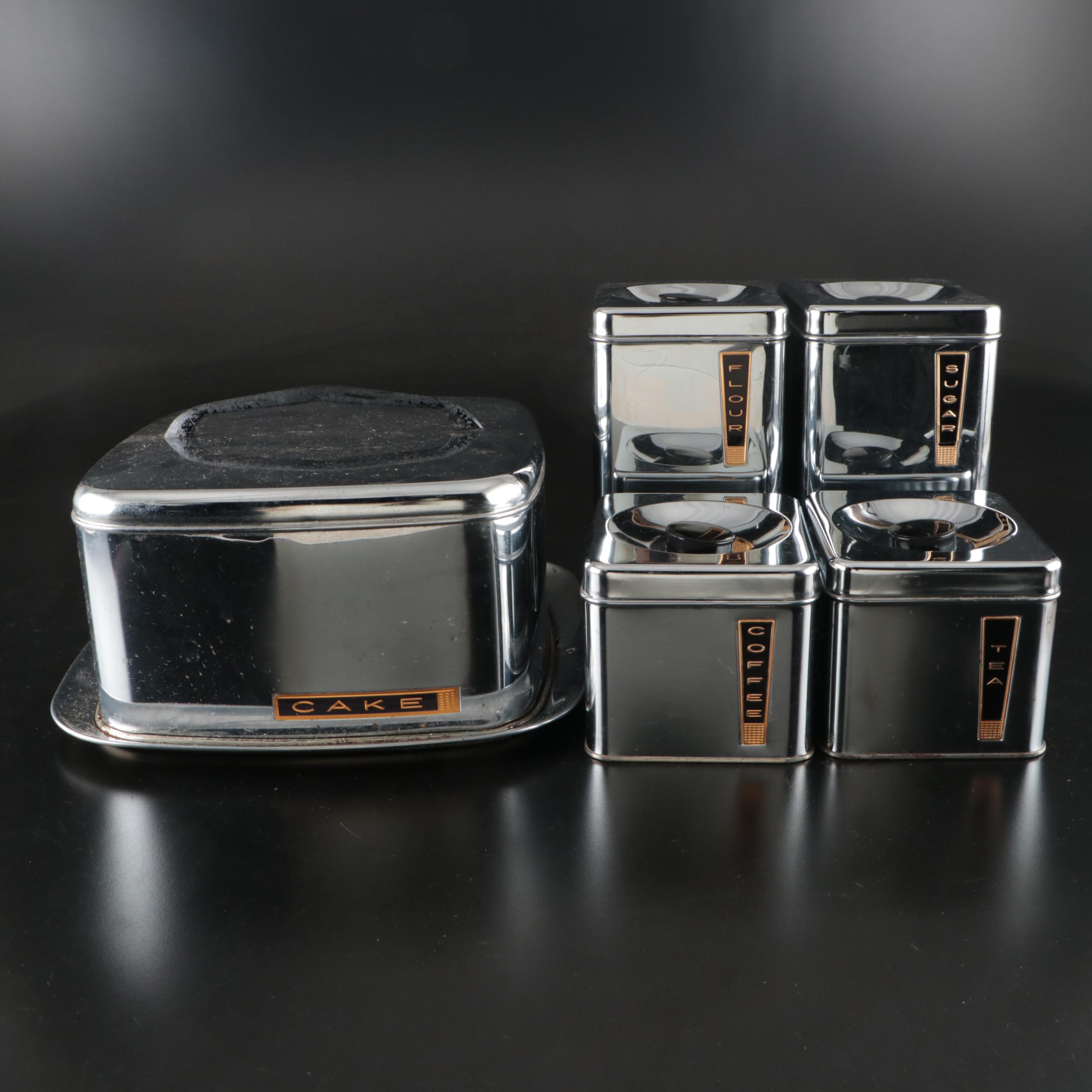 Lincoln "Beautyware" Mid Century Modern Canisters and Travel Cake Platter