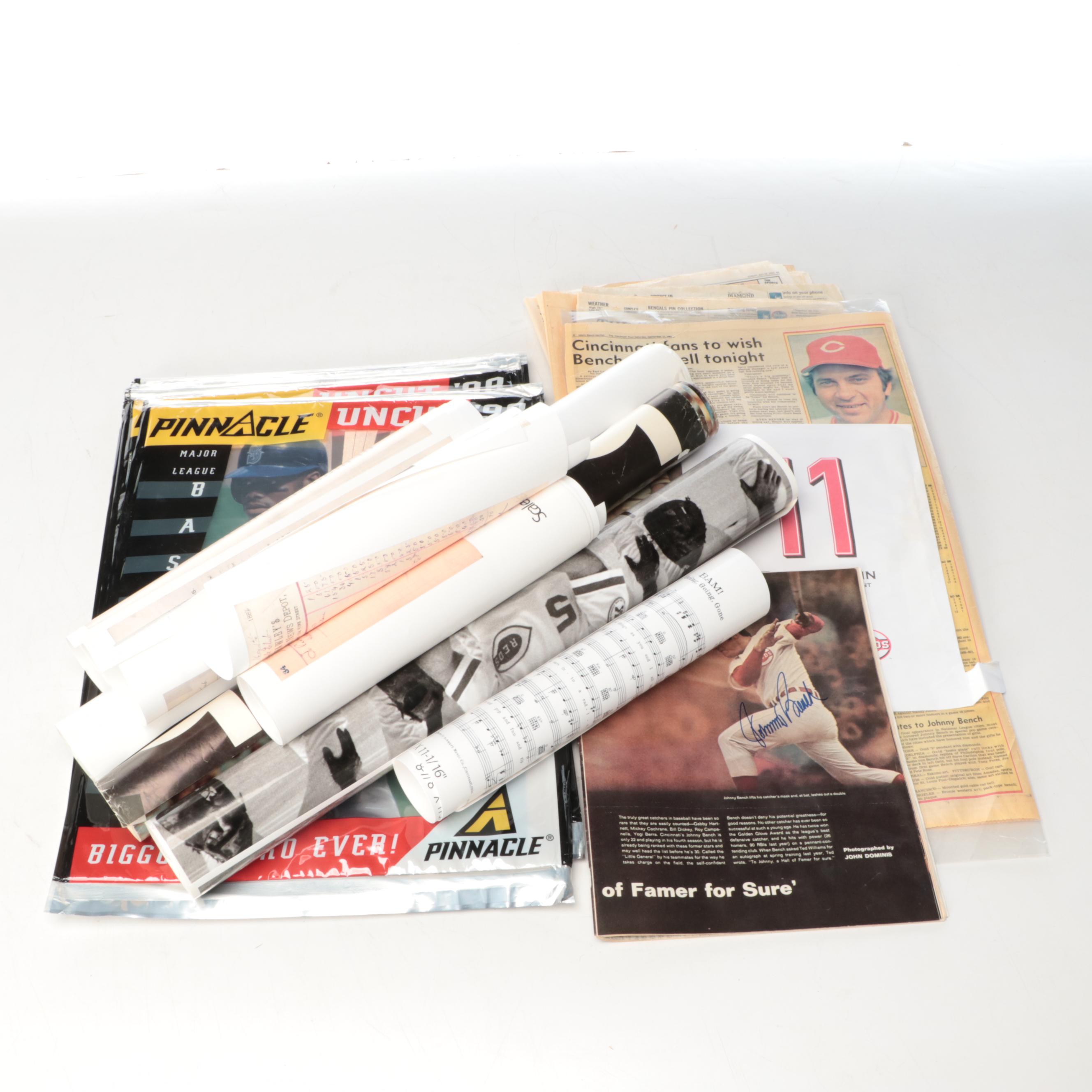 Cincinnati Reds-Themed Newspapers, Posters, Johnny Bench Signature and More