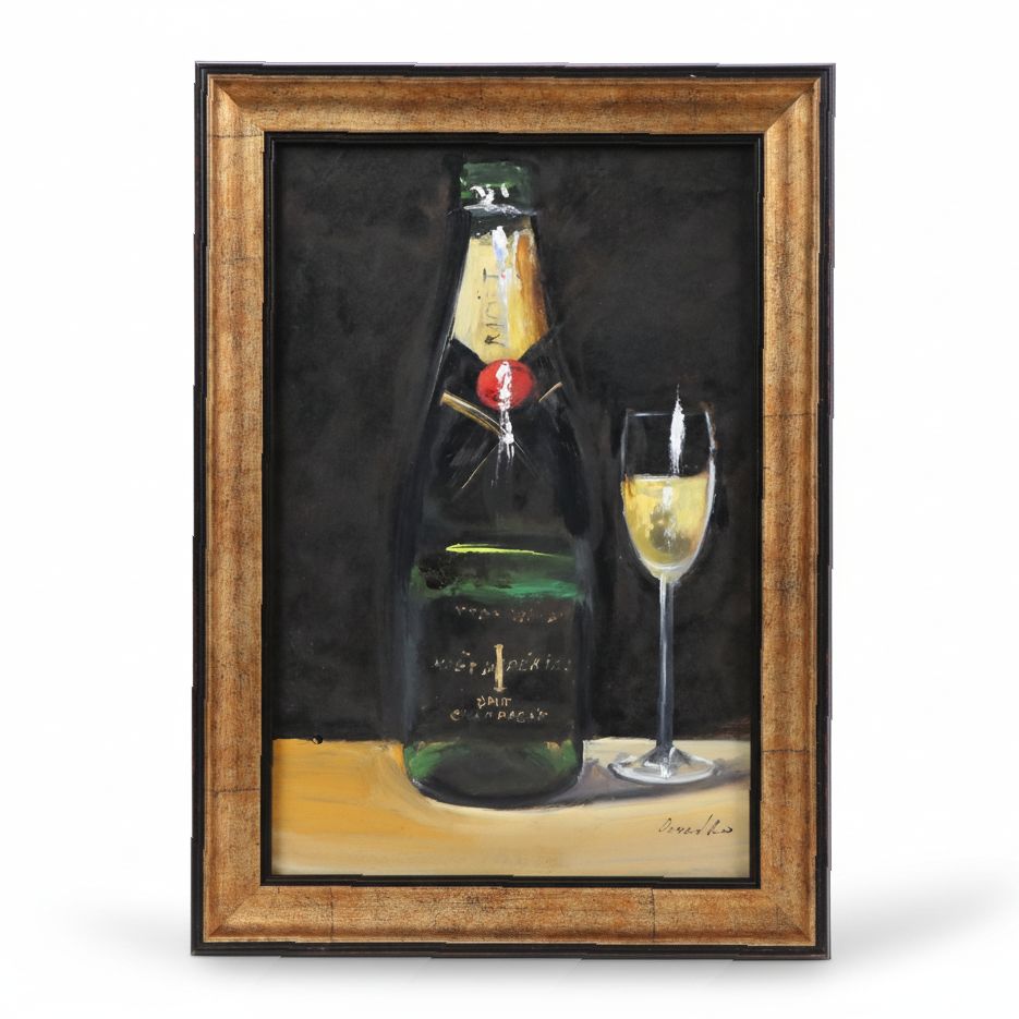 Oil Painting of Bottle of Champagne, 21st Century
