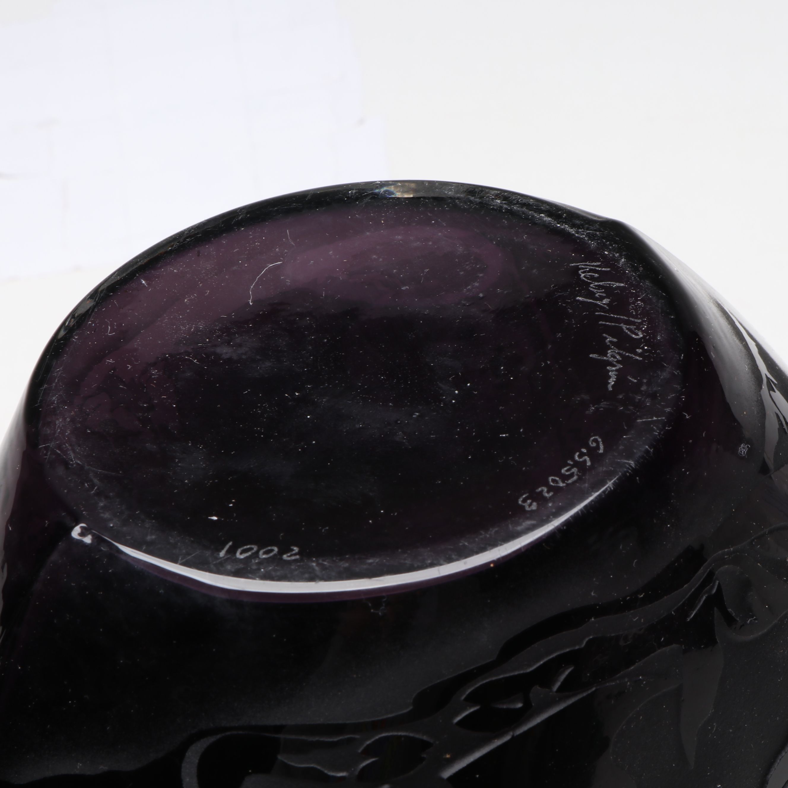 Kelsey Murphy for Pilgrim "Black Aurora" Etched Vase with Amber Glass Vessel