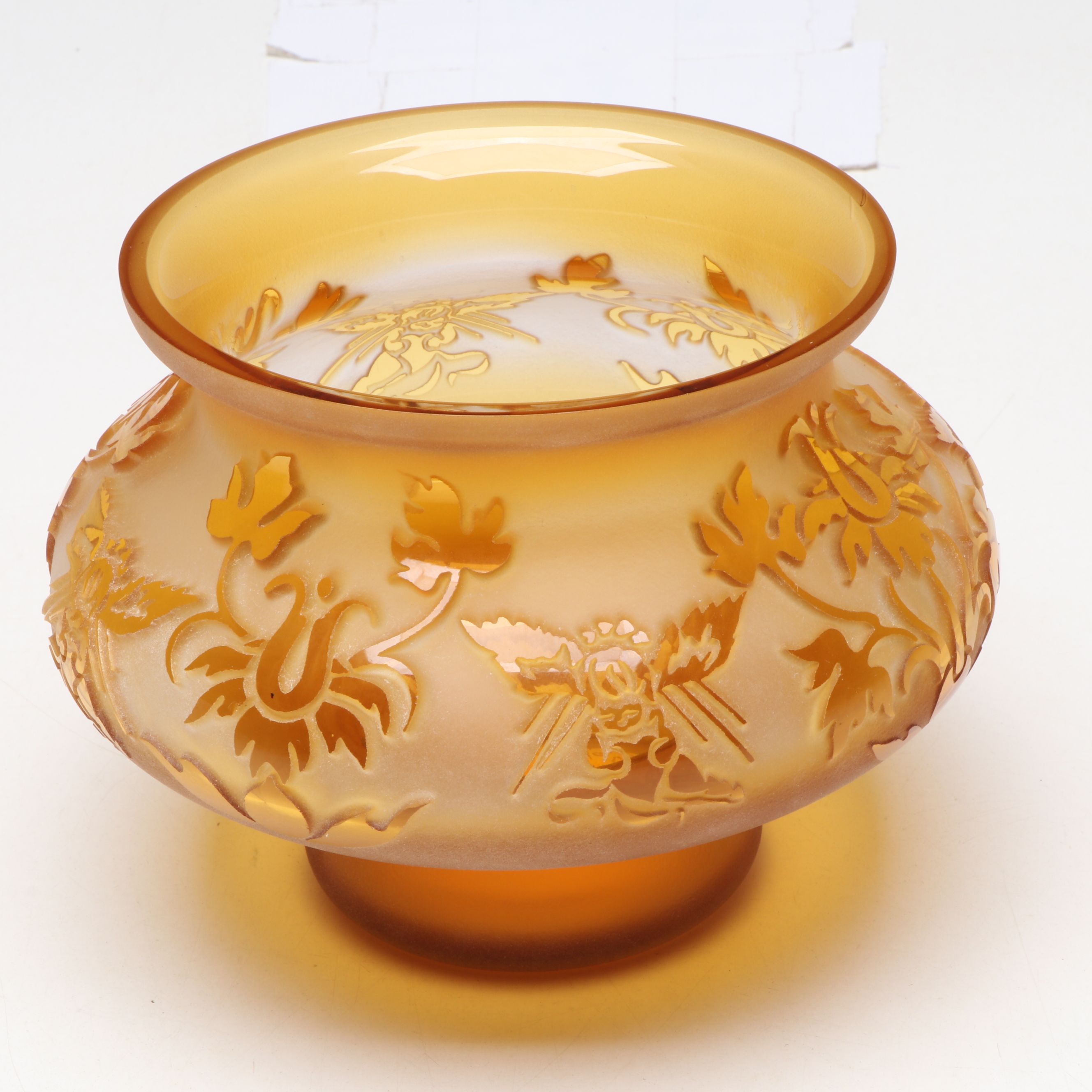 Kelsey Murphy for Pilgrim "Black Aurora" Etched Vase with Amber Glass Vessel