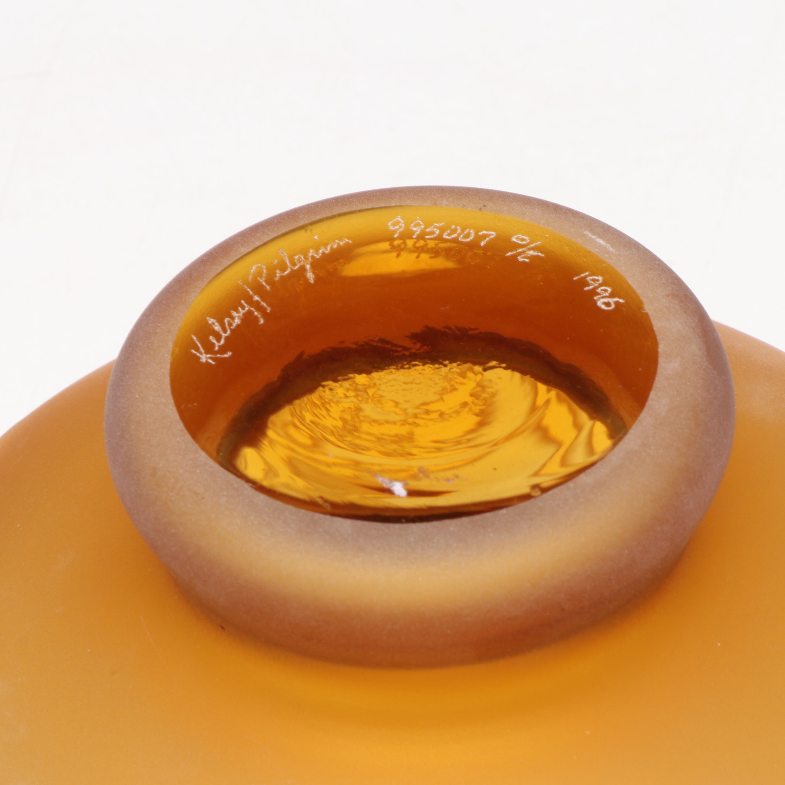 Kelsey Murphy for Pilgrim "Black Aurora" Etched Vase with Amber Glass Vessel