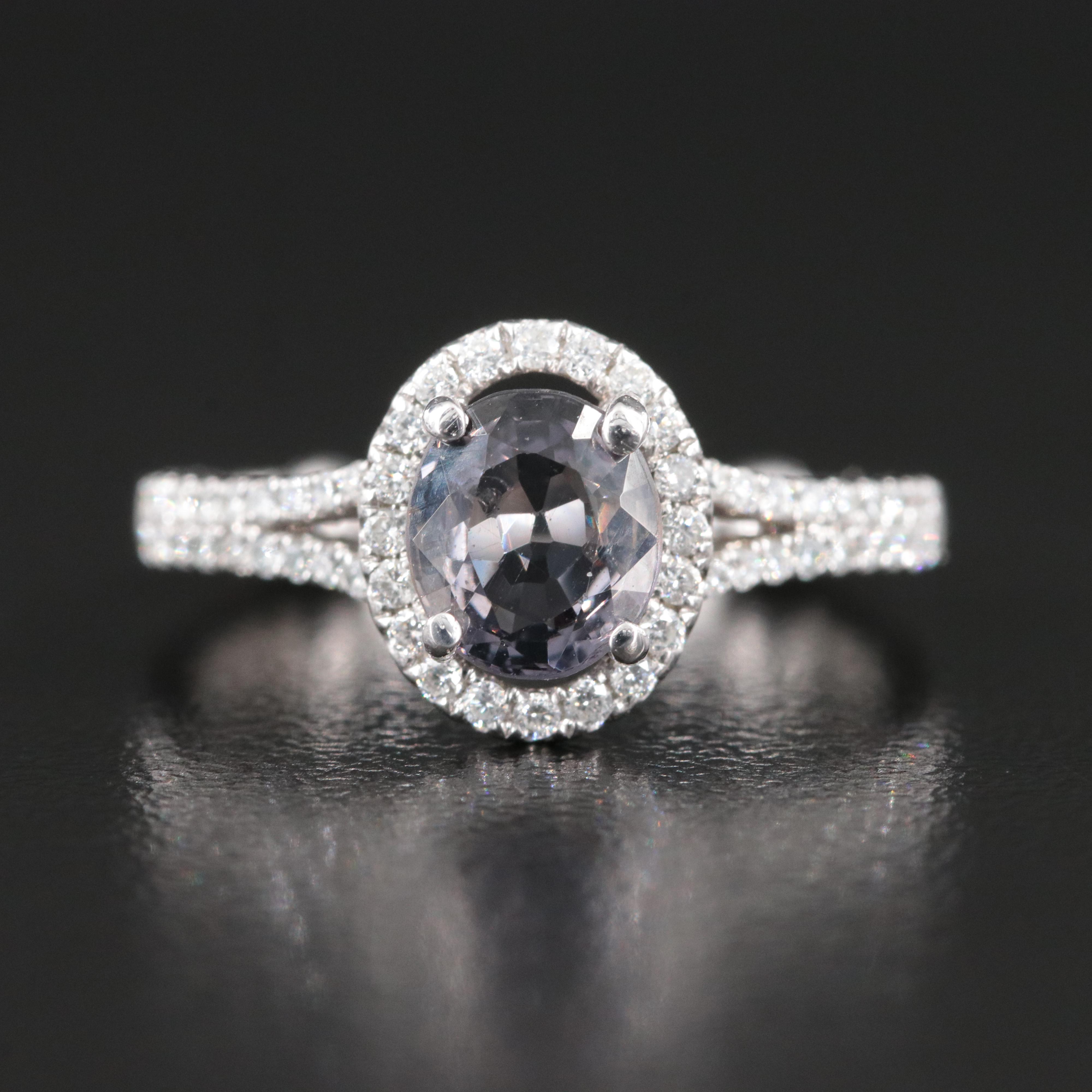 14K Unheated 1.01 CT Spinel and Diamond Ring with GIA Report