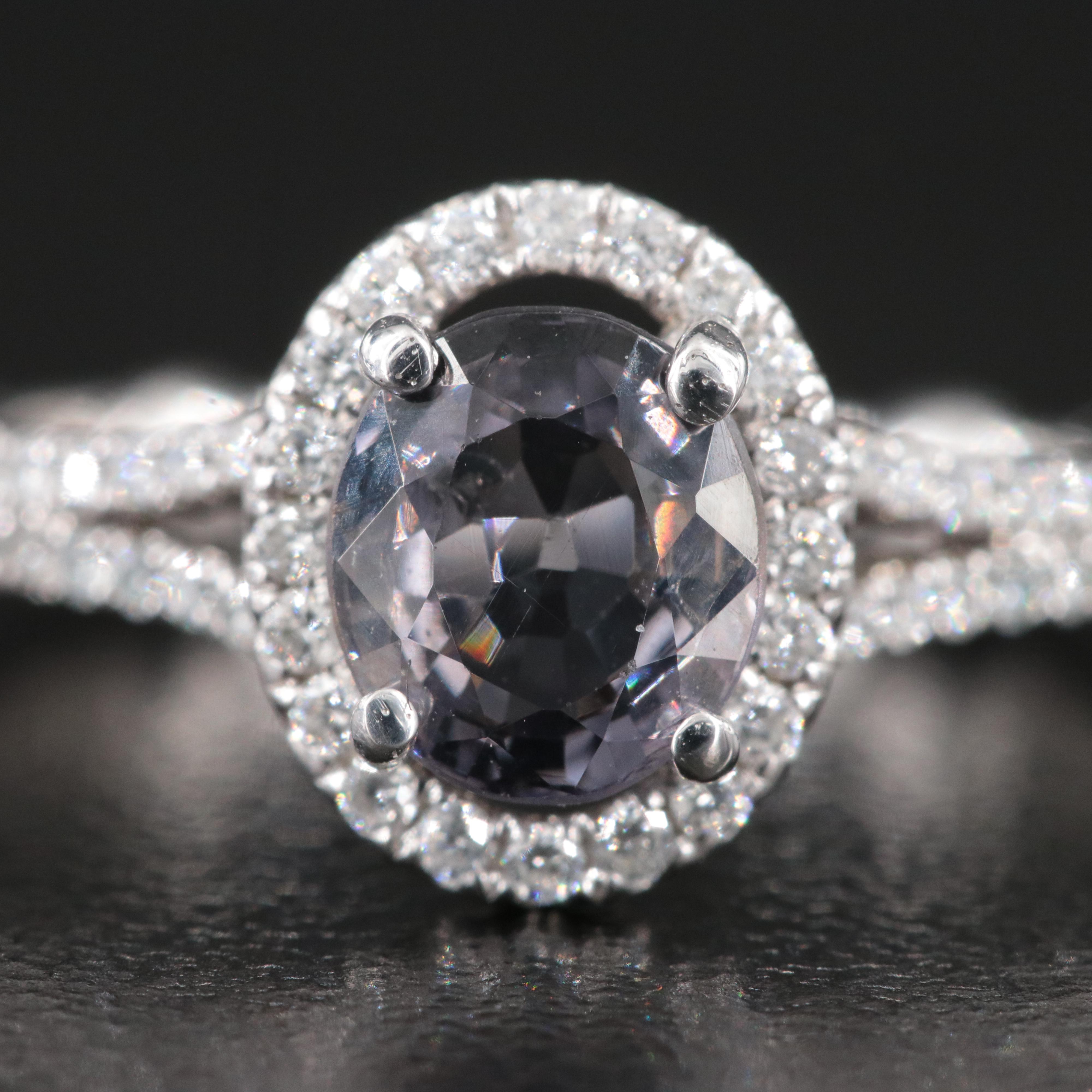 14K Unheated 1.01 CT Spinel and Diamond Ring with GIA Report