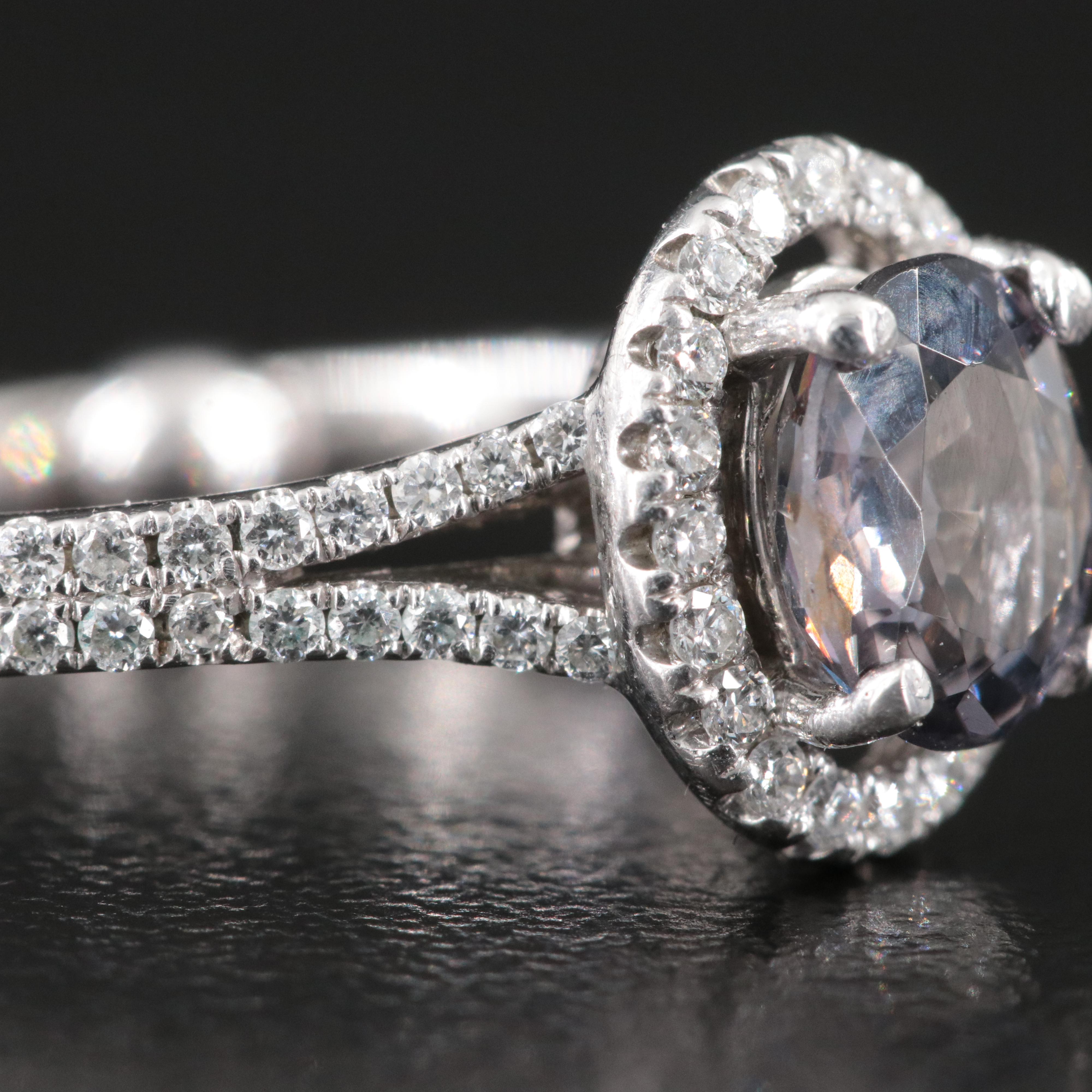 14K Unheated 1.01 CT Spinel and Diamond Ring with GIA Report