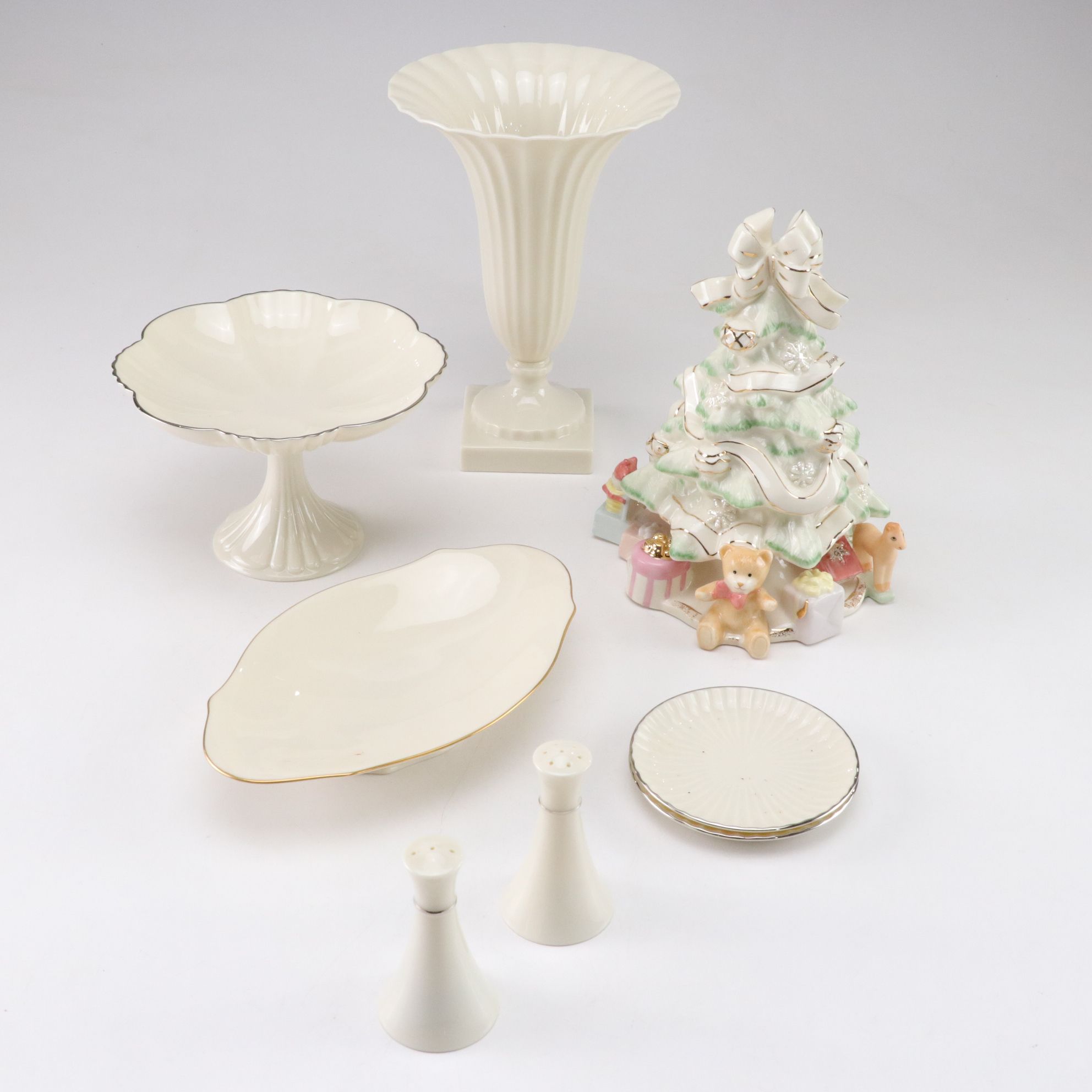 Lenox "Holiday Traditions" Porcelain Christmas Tree with Compote, Vase and More
