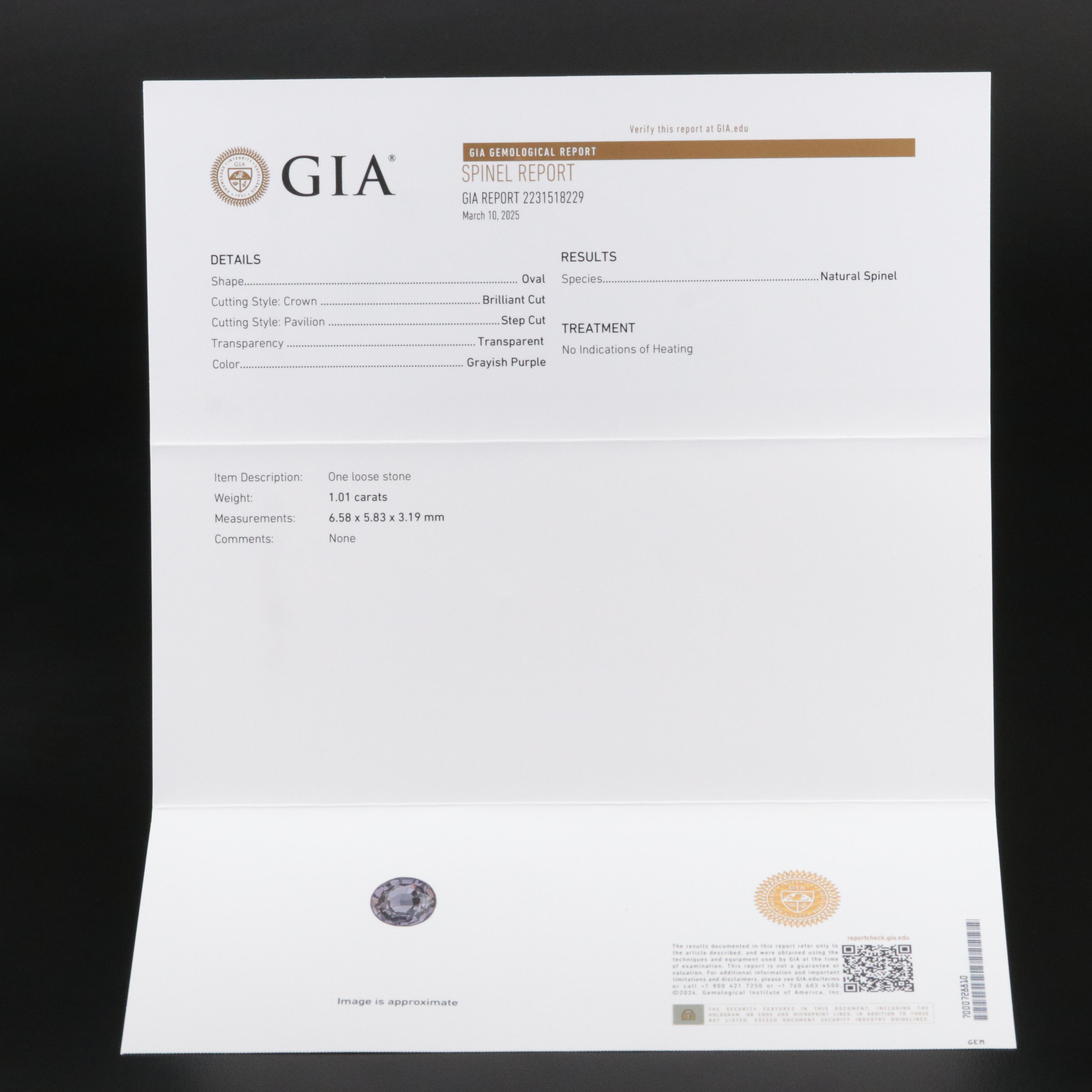 14K Unheated 1.01 CT Spinel and Diamond Ring with GIA Report