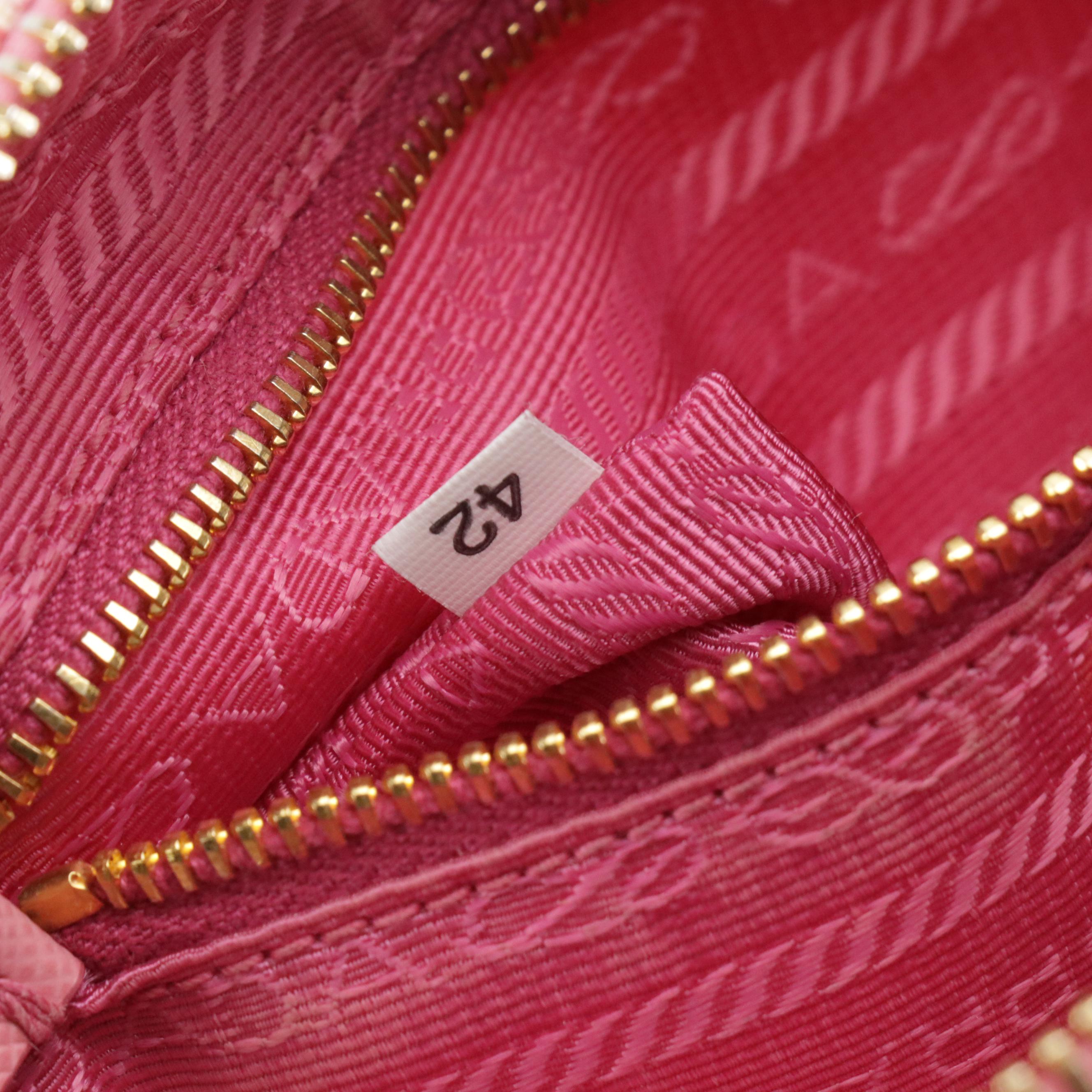 Prada Pink Floral Printed Canvas Zip Pouch