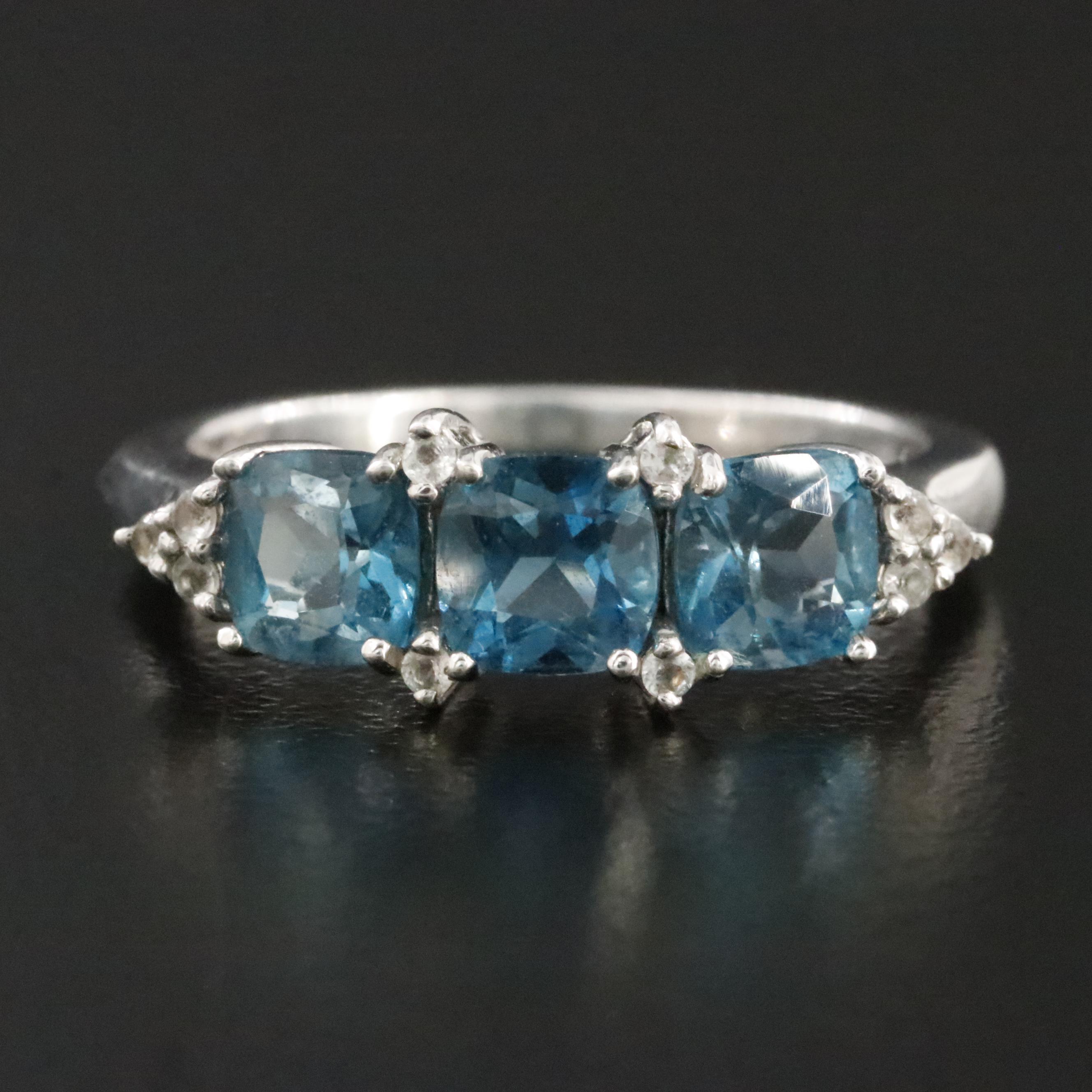Sterling London Blue Topaz and White Sapphire Ring