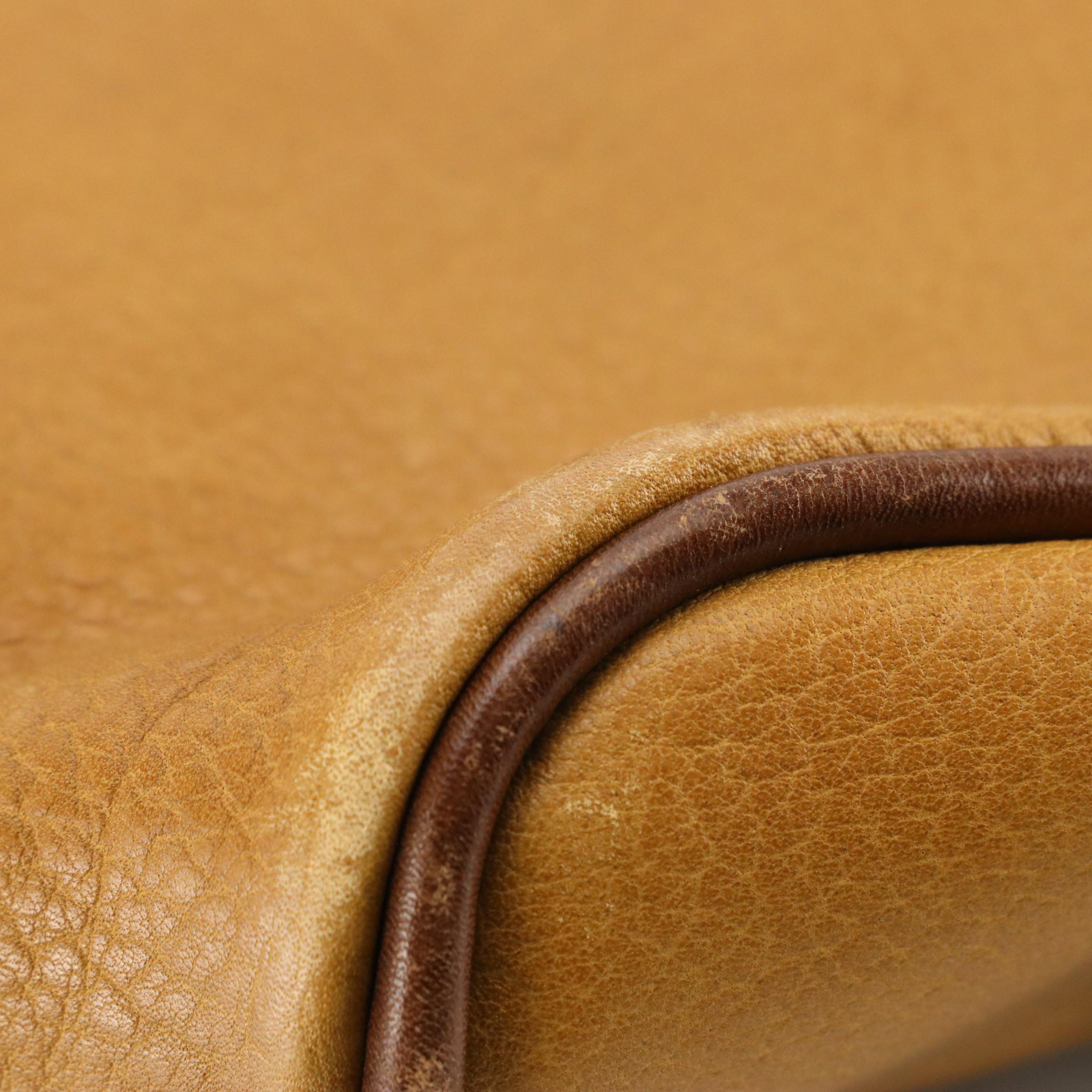 Loewe Vintage Zippered Crossbody Bag in Tan Calfskin and Brown Lambskin Leather