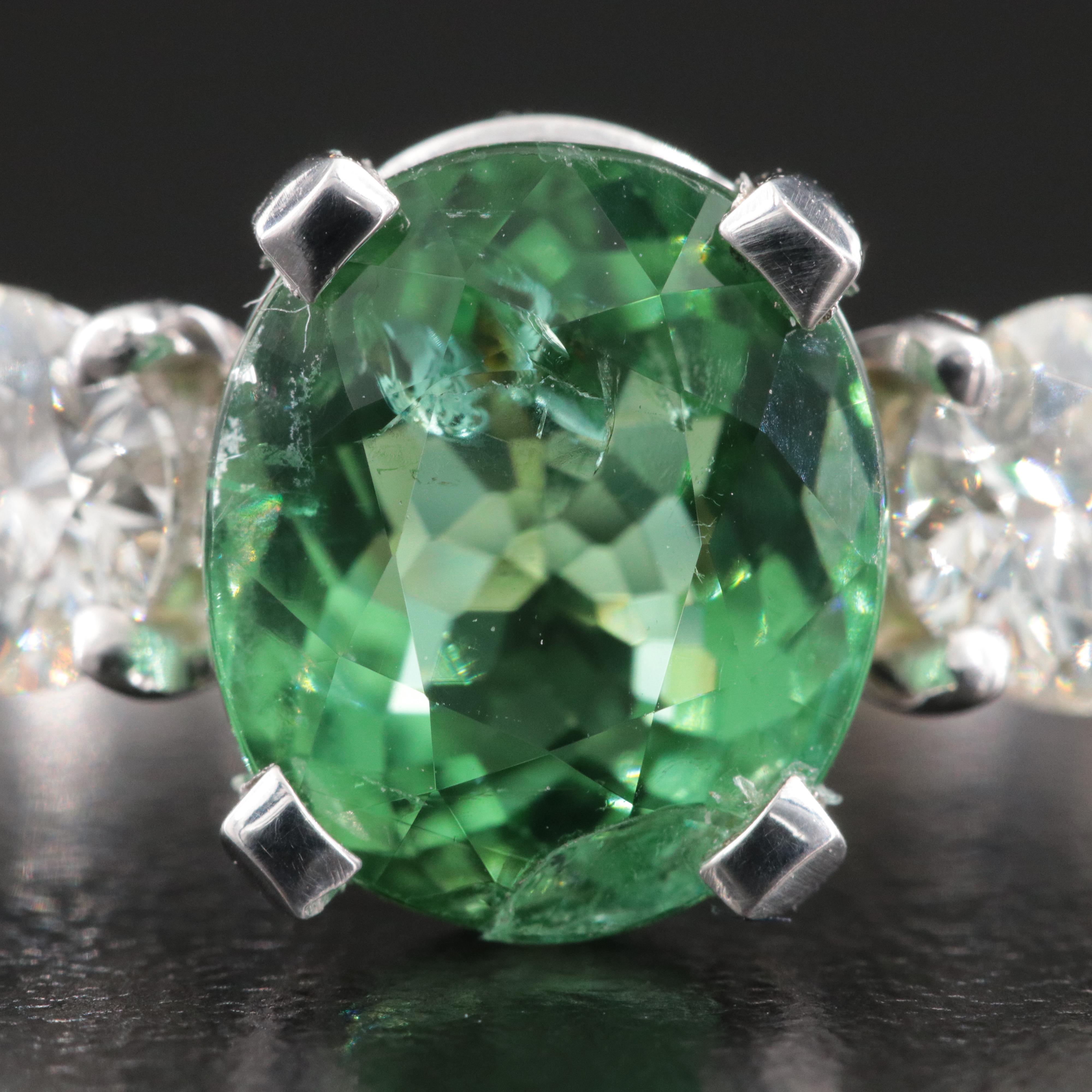 14K 4.34 CT Paraiba Tourmaline and 1.15 CTW Diamond Ring with GIA Report