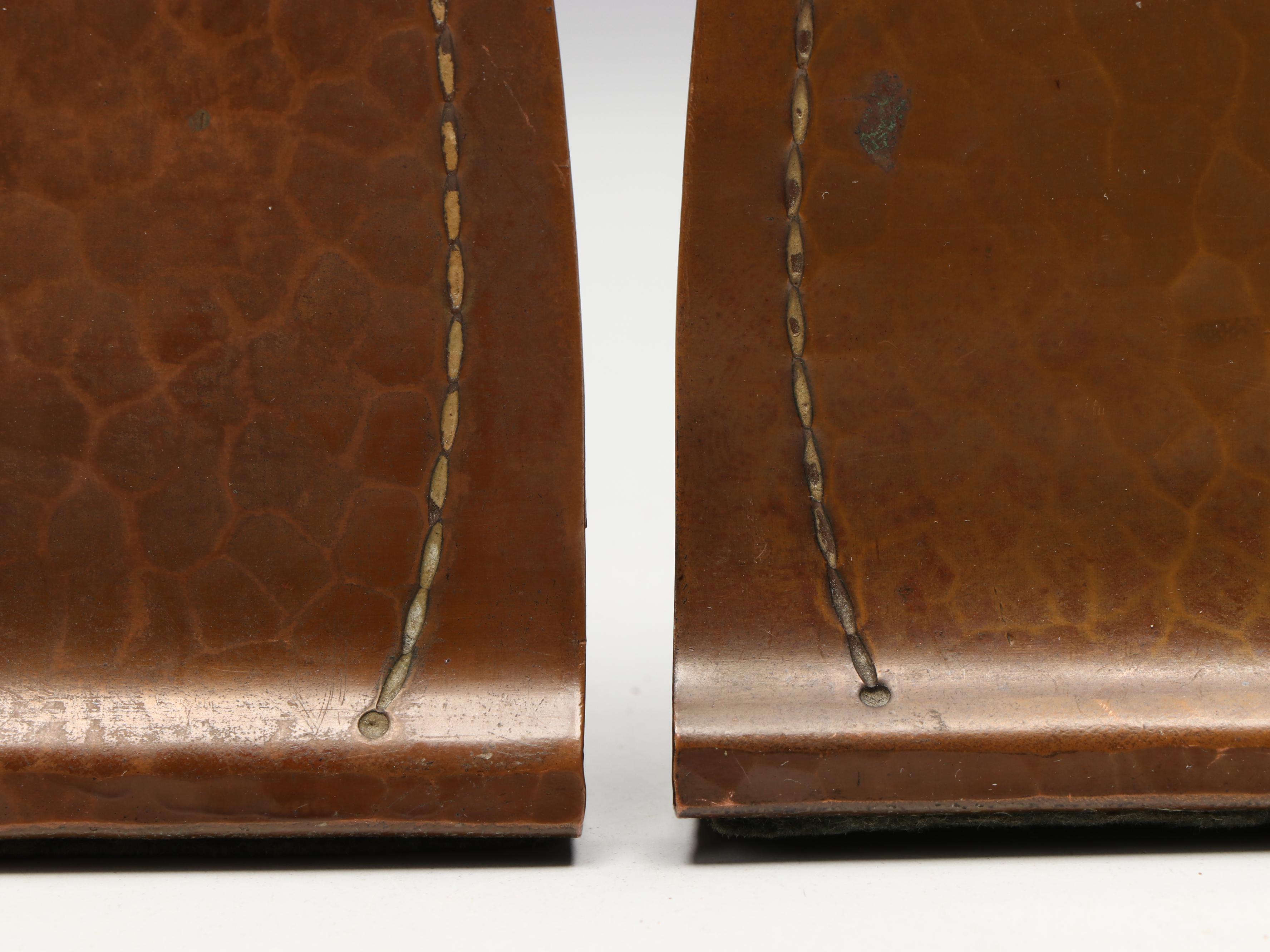 Roycroft Arts & Crafts Copper Bookends, Early 20th Century
