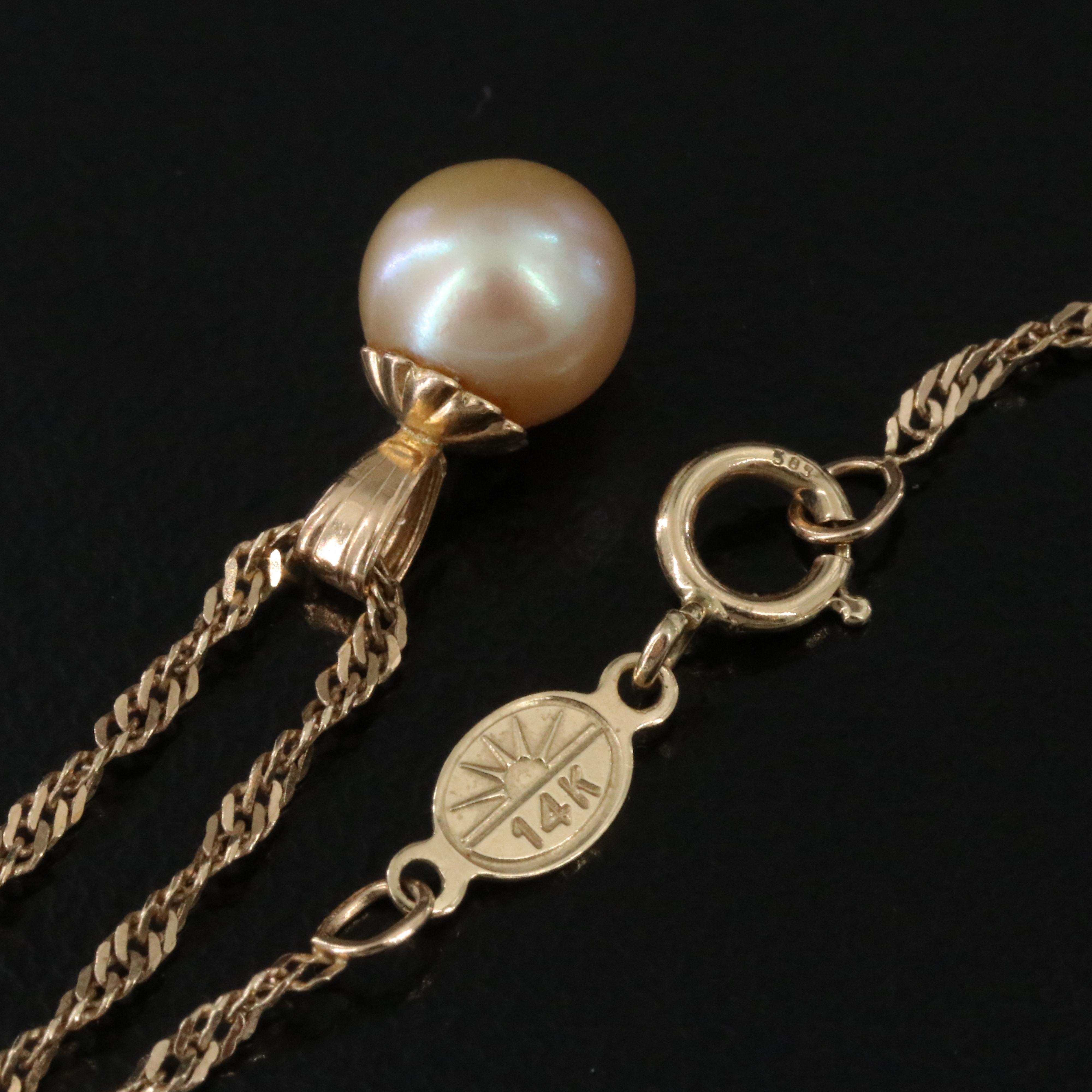 14K Pearl Pendant Necklace