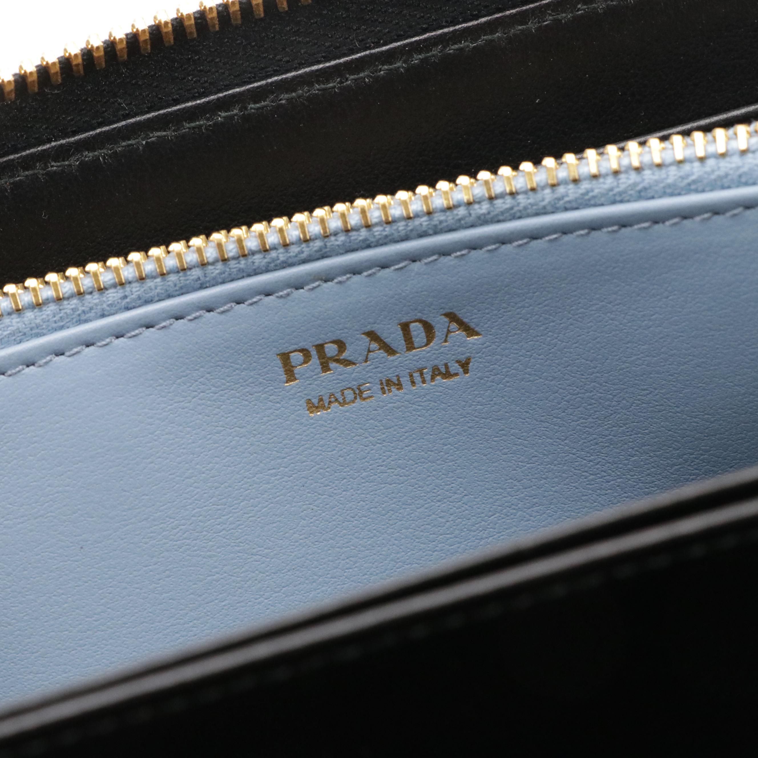 Prada City Sport Logo Zip Around Wallet in Calfskin Leather