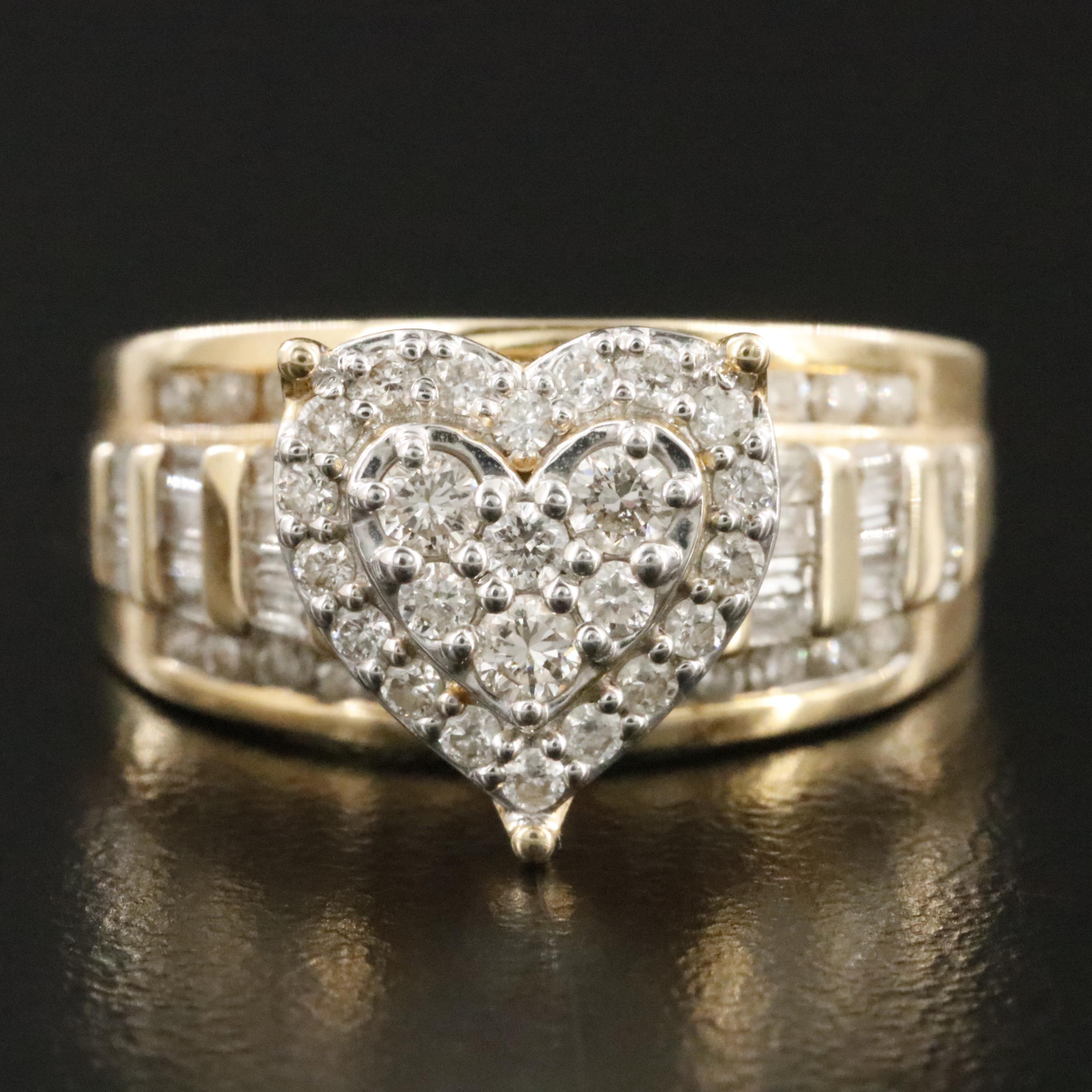 10K 1.01 CTW Diamond Heart Ring