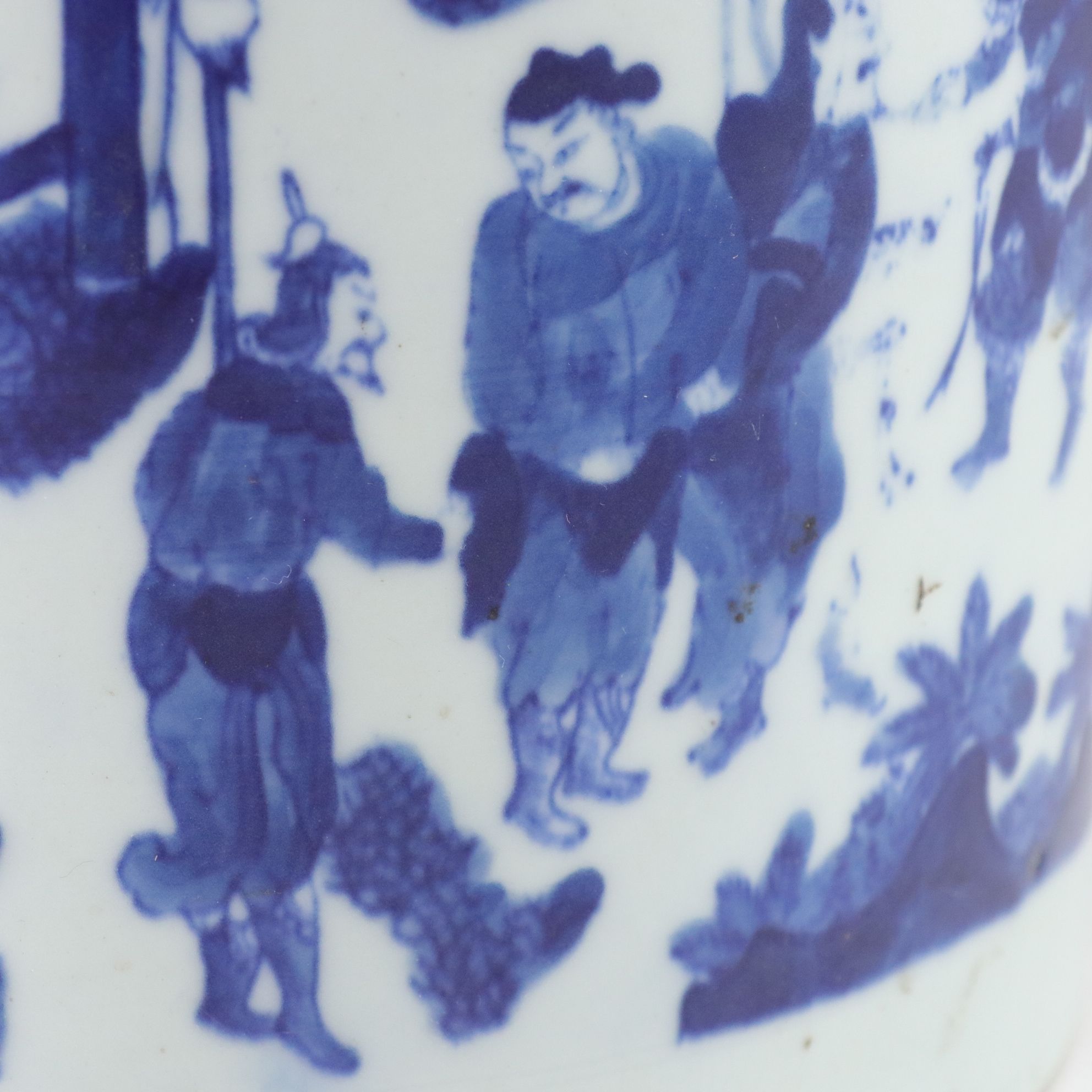 Chinese Late Qing Dynasty Porcelain Brush Pot with Kangxi Revival Mark, 20th C.