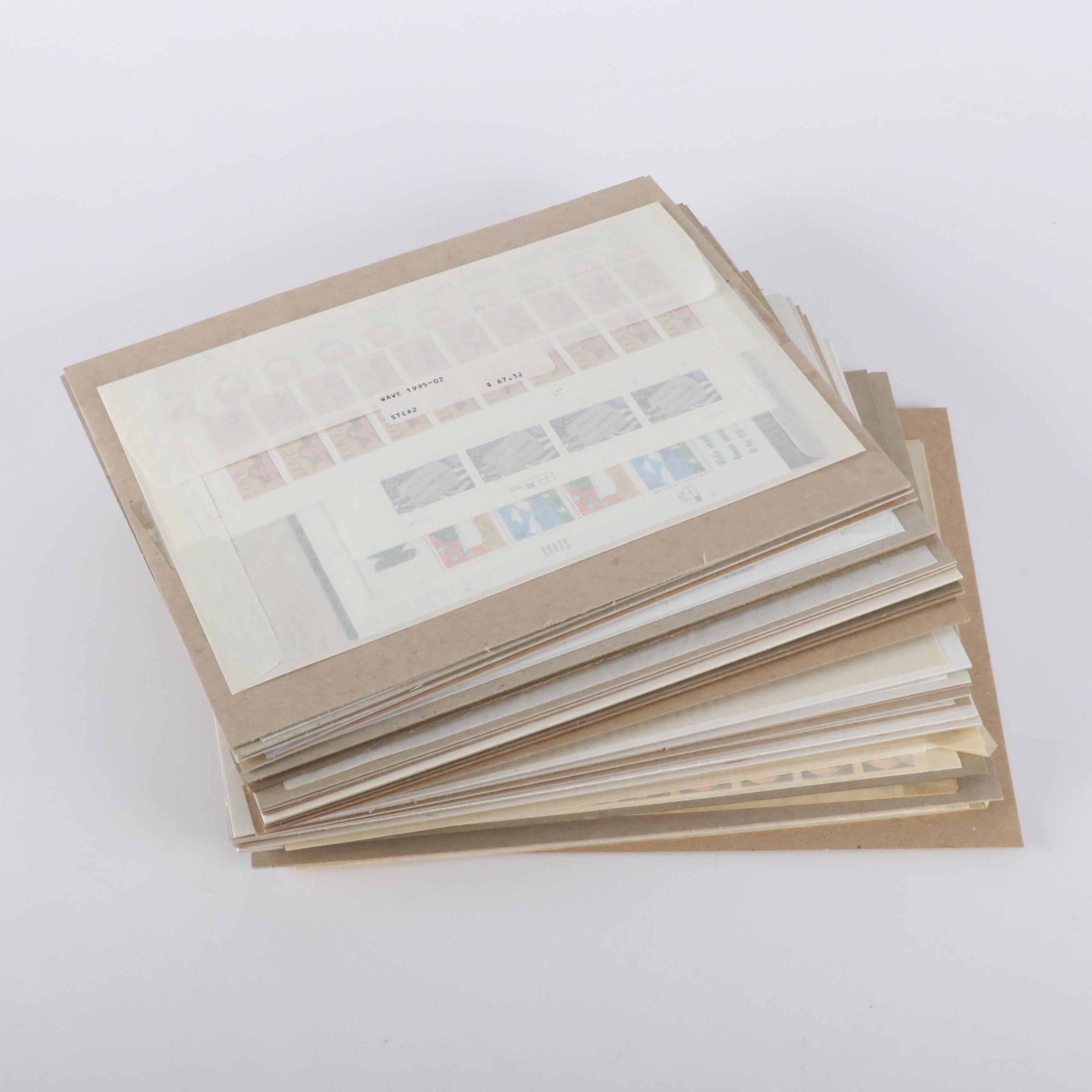 Over 100 Mint Condition U.S. Postage Stamp Sheets, Panes, and Souvenir Sheets