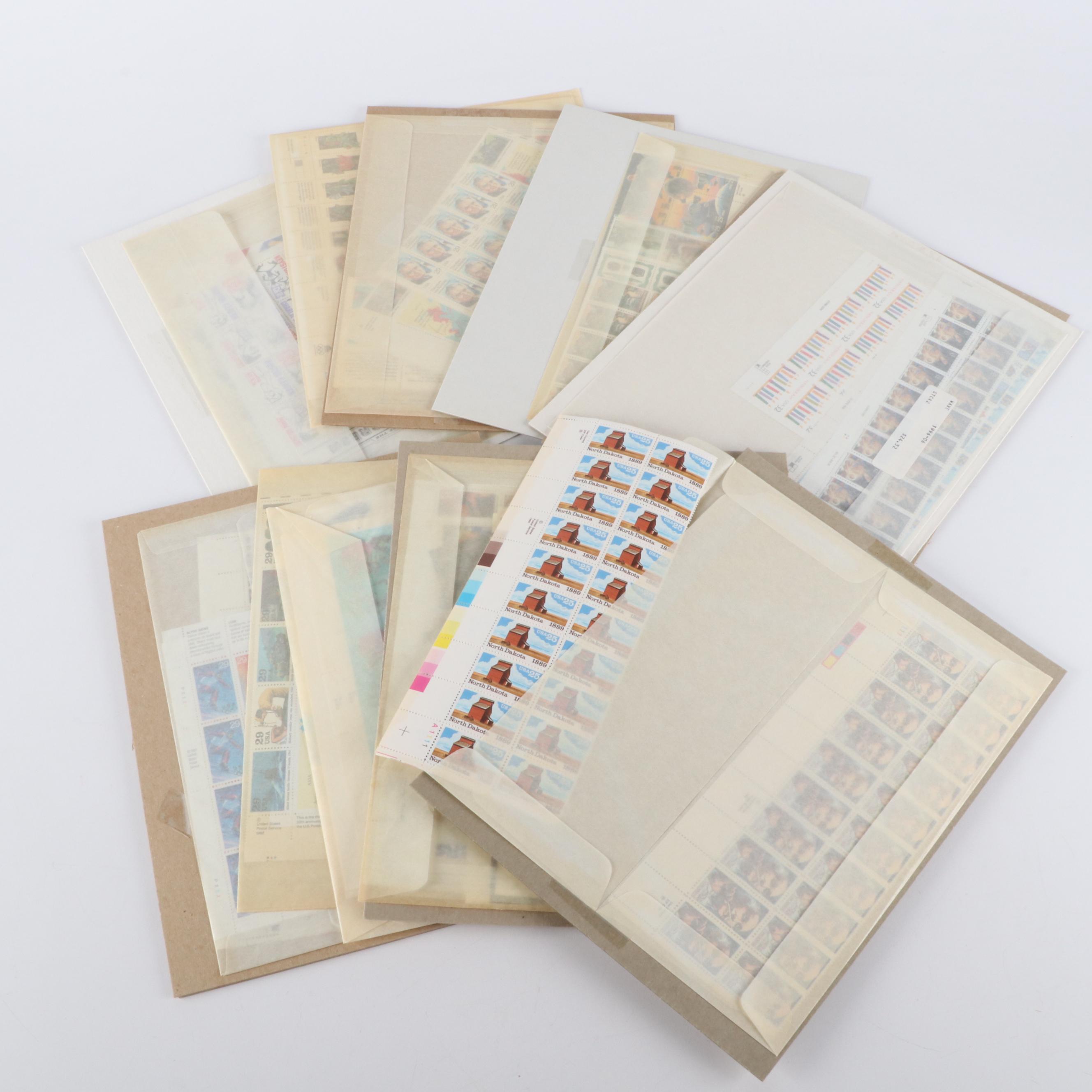 Over 100 Mint Condition U.S. Postage Stamp Sheets, Panes, and Souvenir Sheets