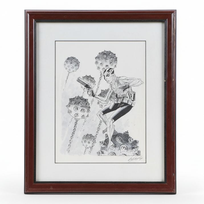 Ink and Wash Illustration of Special Ops Hunter, 2004