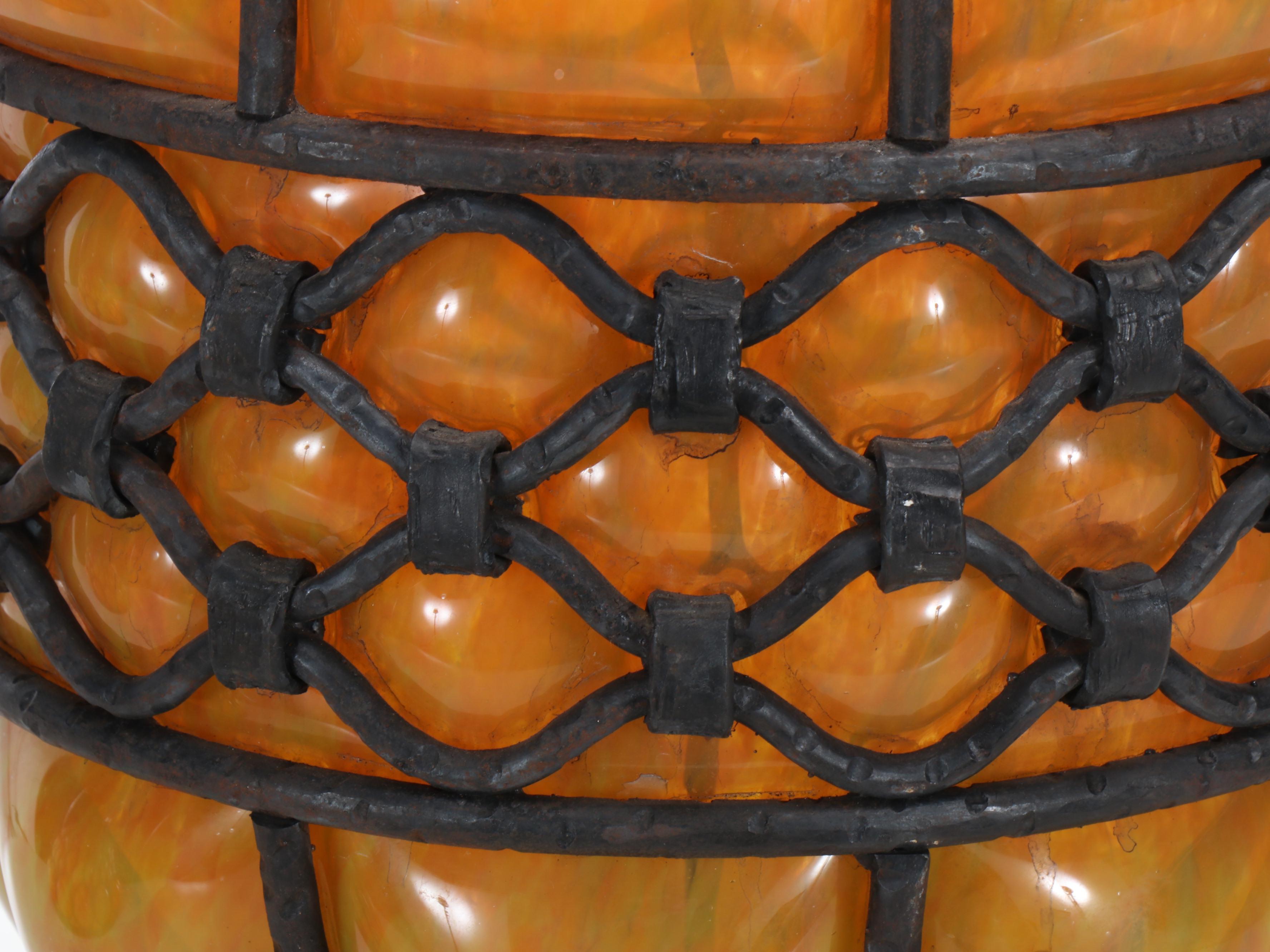 Daum Glass and Wrought Iron Art Deco Lamp, Early to Mid-20th Century