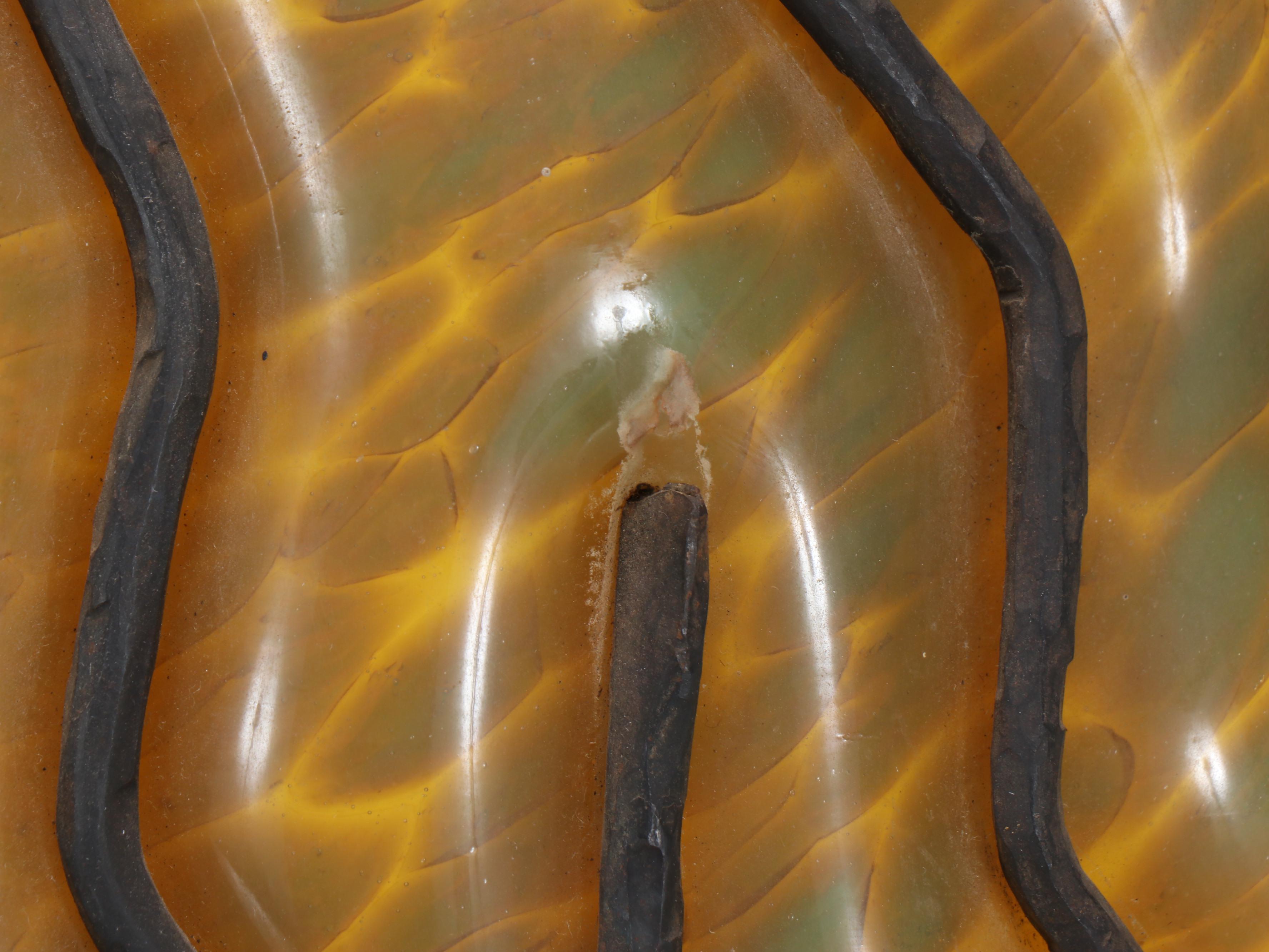 Daum Glass and Wrought Iron Art Deco Lamp, Early to Mid-20th Century